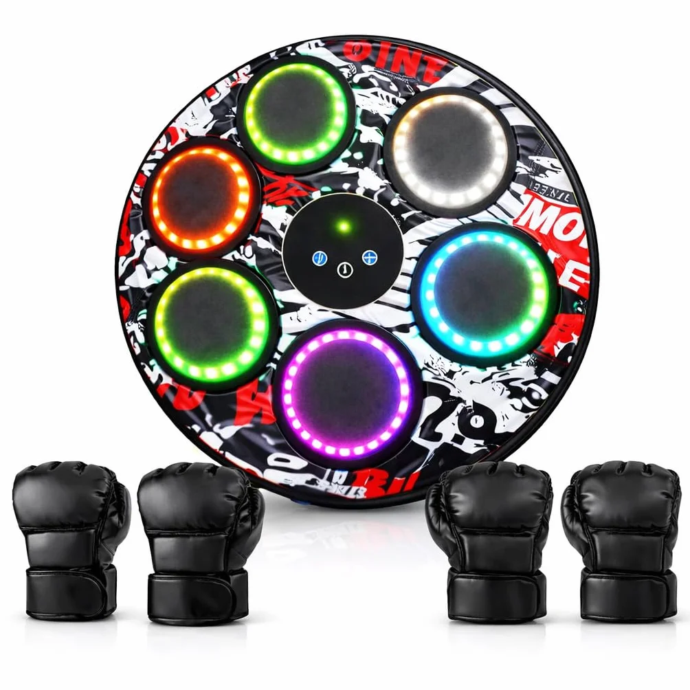 Maquina Boxeo Musical Pared, Boxeo en casa, Boxeo Pared Musical, Boxeo niños, Maquina Boxeo, Boxeo Infantil, Boxing Machine, Incluye 2 Pares de Guantes y Tablero de puntuación