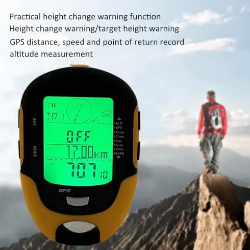 Keenso Altímetro electrónico GPS para Exteriores, FR510 ABS IPX4 Grado Impermeable Medidor de altitud para navegación al Aire Temperatura Humedad Brújula GPS Altímetro electrónico