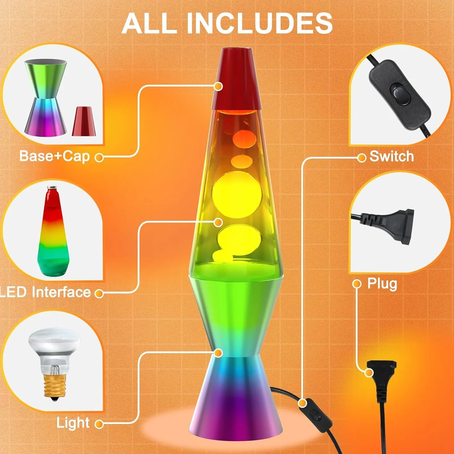 Lámpara de 25W 14.5inch Arte Cinético Luces Arcoíris para Aliviar el Estrés y Concentración