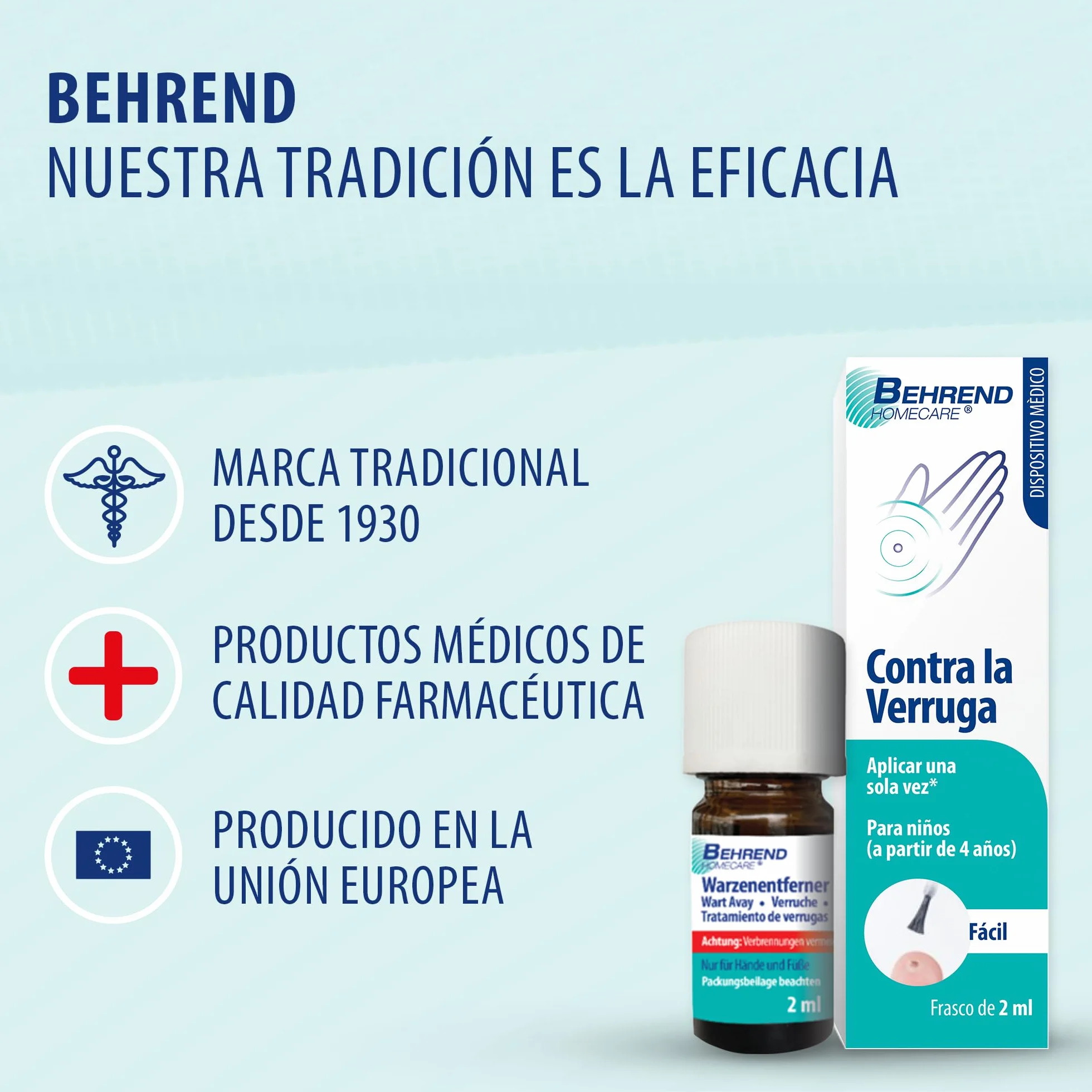 Behrend Contra las verrugas manos pies preciso indoloro seguro niños 4 años 2 ml