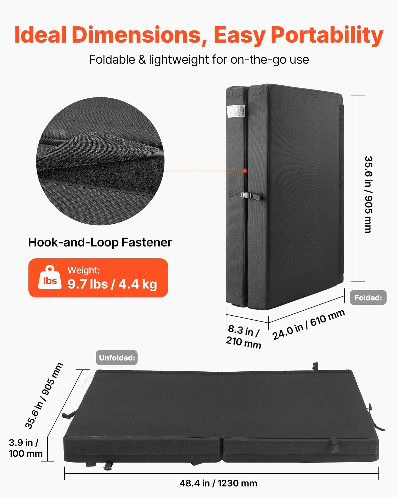 VEVOR Boulder Airpad, Almohadilla de Choque Plegable con Correas Ajustables para Montañismo y Escalada