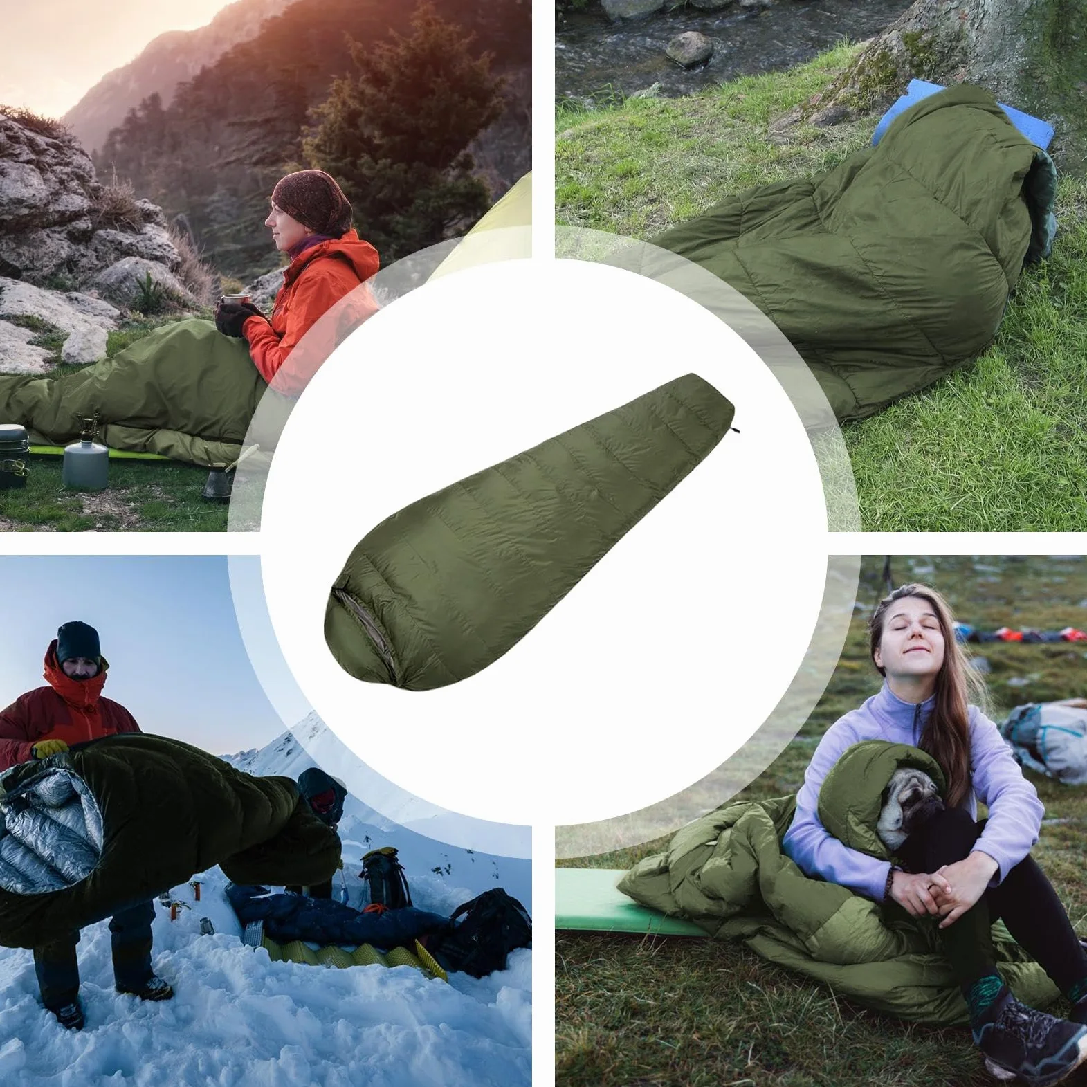 Saco de dormir para clima frío, saco de dormir de plumón para acampar para adultos, impermeable, ligero, viajes en clima frío, caza, mochilero, al aire libre, niña, senderismo
