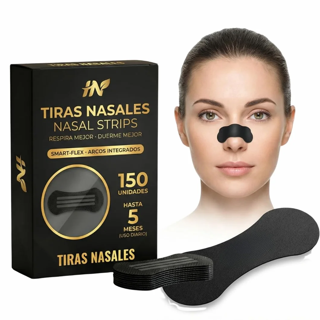 HN PACK AHORRO 150 Tiras Nasales Deportivas - Dilatador Nasal Antironquidos - Alivia Congestión Nasal - Nasal Strips Negras