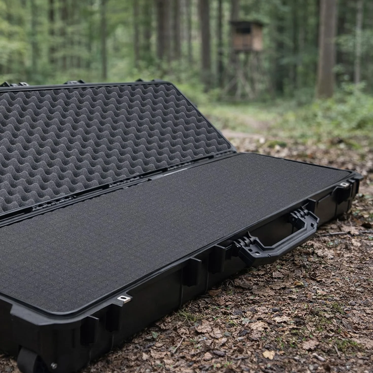Maletín para Armas largas HMF Outdoor ODK200, Estuche Rifle Impermeable IP67 113x41x15.5 cm Negro