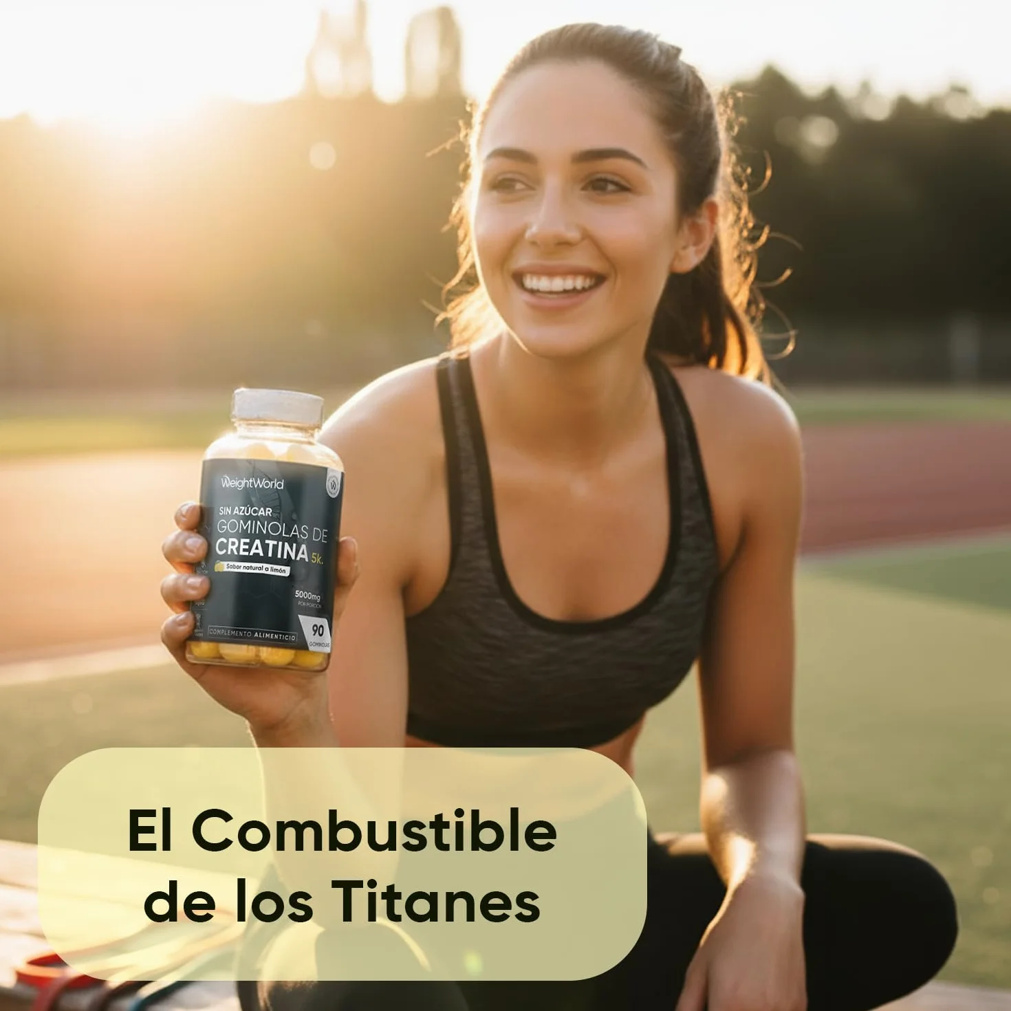 Gominolas de Creatina Monohidratada 5000mg - Gomitas Pre Entreno Sabor Limón - Suplemento para el Gym Sin Azúcar