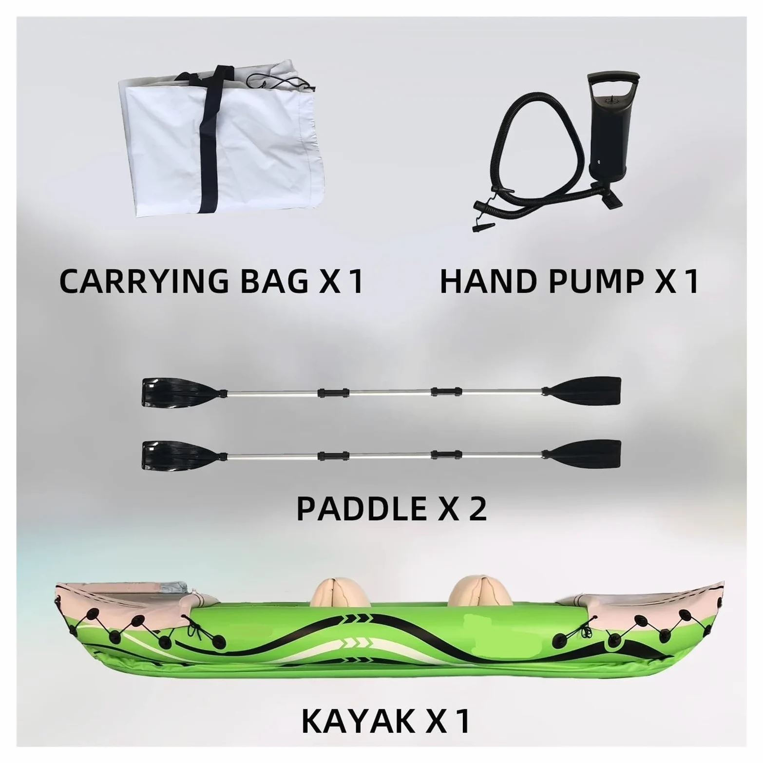 Kayak Inflable de Material Nailon Ligero 4m for excursiones y Pesca 3 Adultos en ríos con Casco PVC/PE