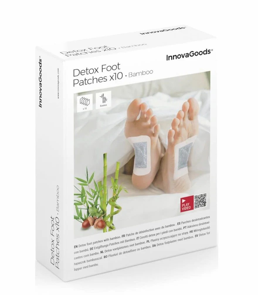 InnovaGoods Parches desintoxicantes detox para pies Bamboo 10 unidades Naturales