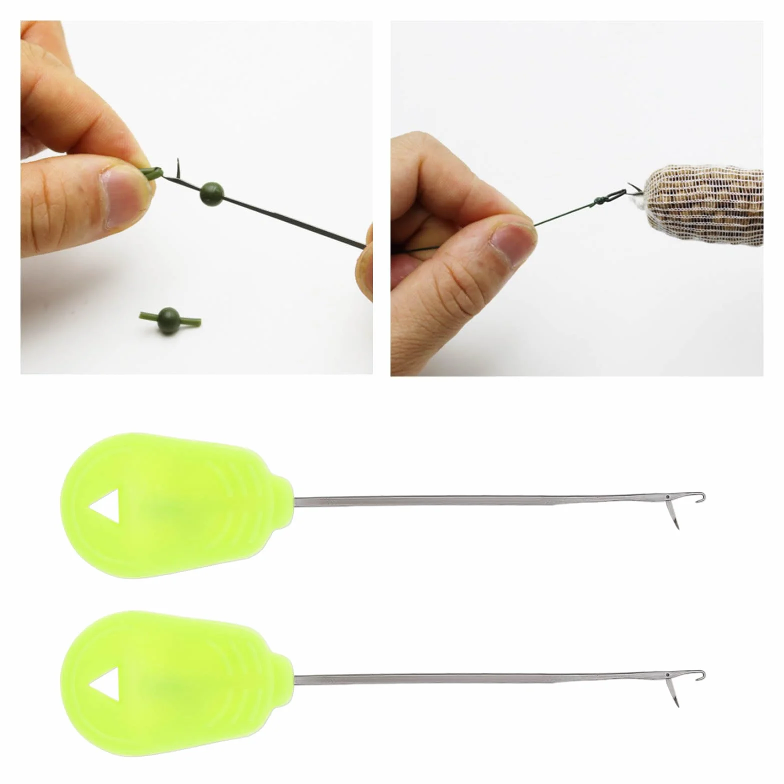 OTOTEC 5 agujas de cebo de 9 cm para pesca de carpa, herramienta de aparejos de pesca de carpa, aguja trenzada para señuelos de cebo, perforador, color amarillo