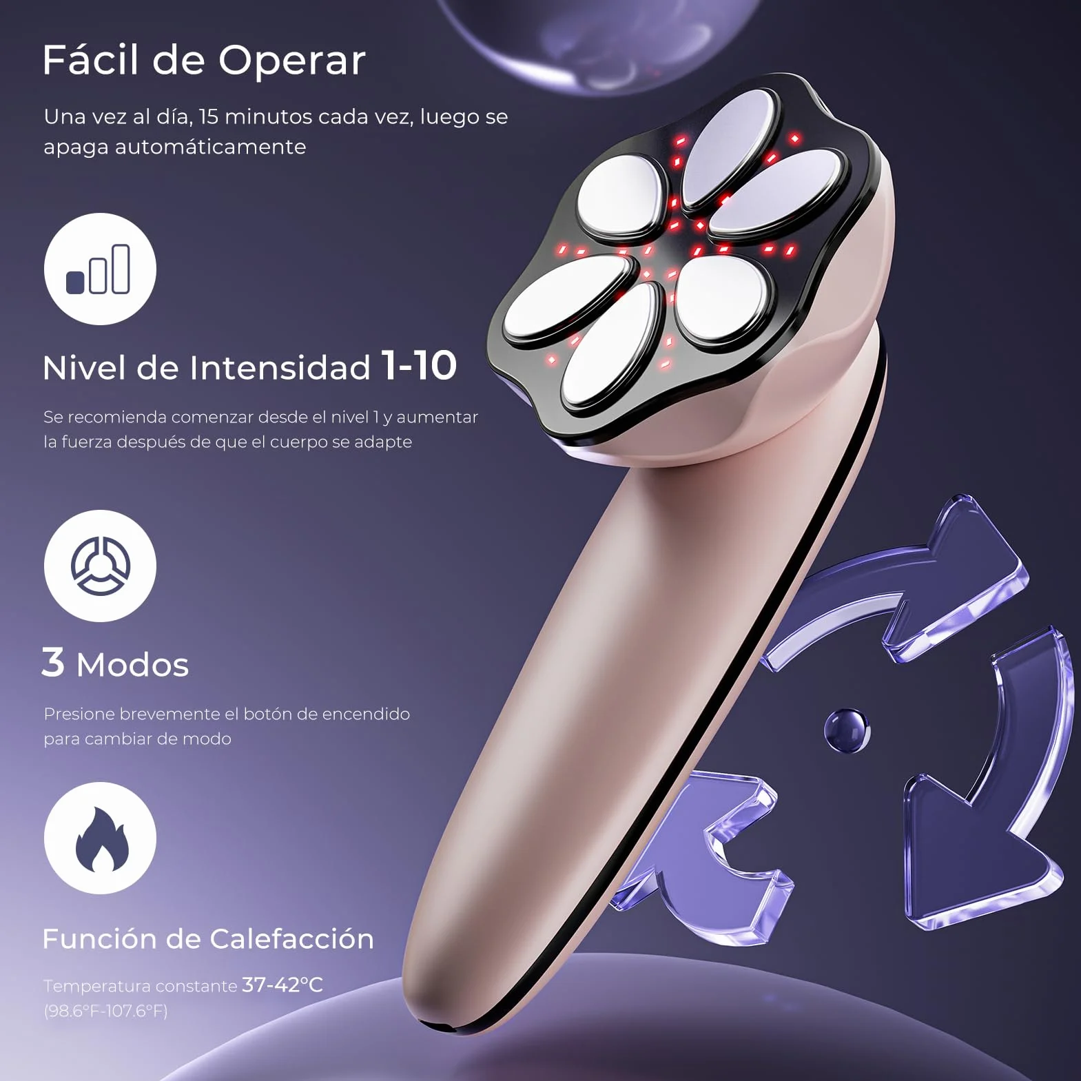Masajeador Anticelulítico Profesional Eléctrico para Mujeres y Hombres, Oro Rosa