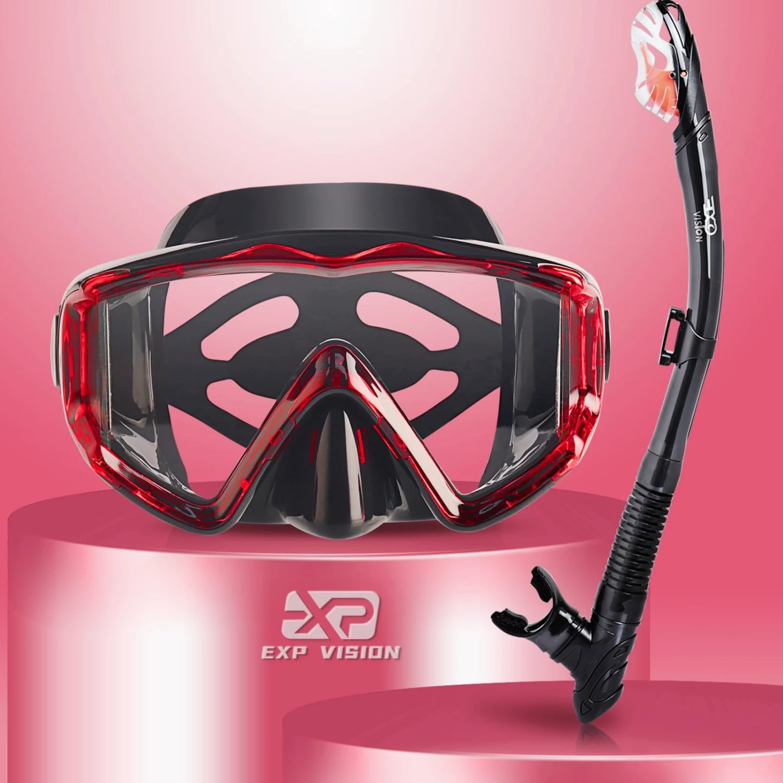 Pano - Juego de esnórquel seco, máscara de esnórquel de 3 ventanas, gafas de buceo antivaho y esnórquel, equipo profesional de máscara de natación para adultos