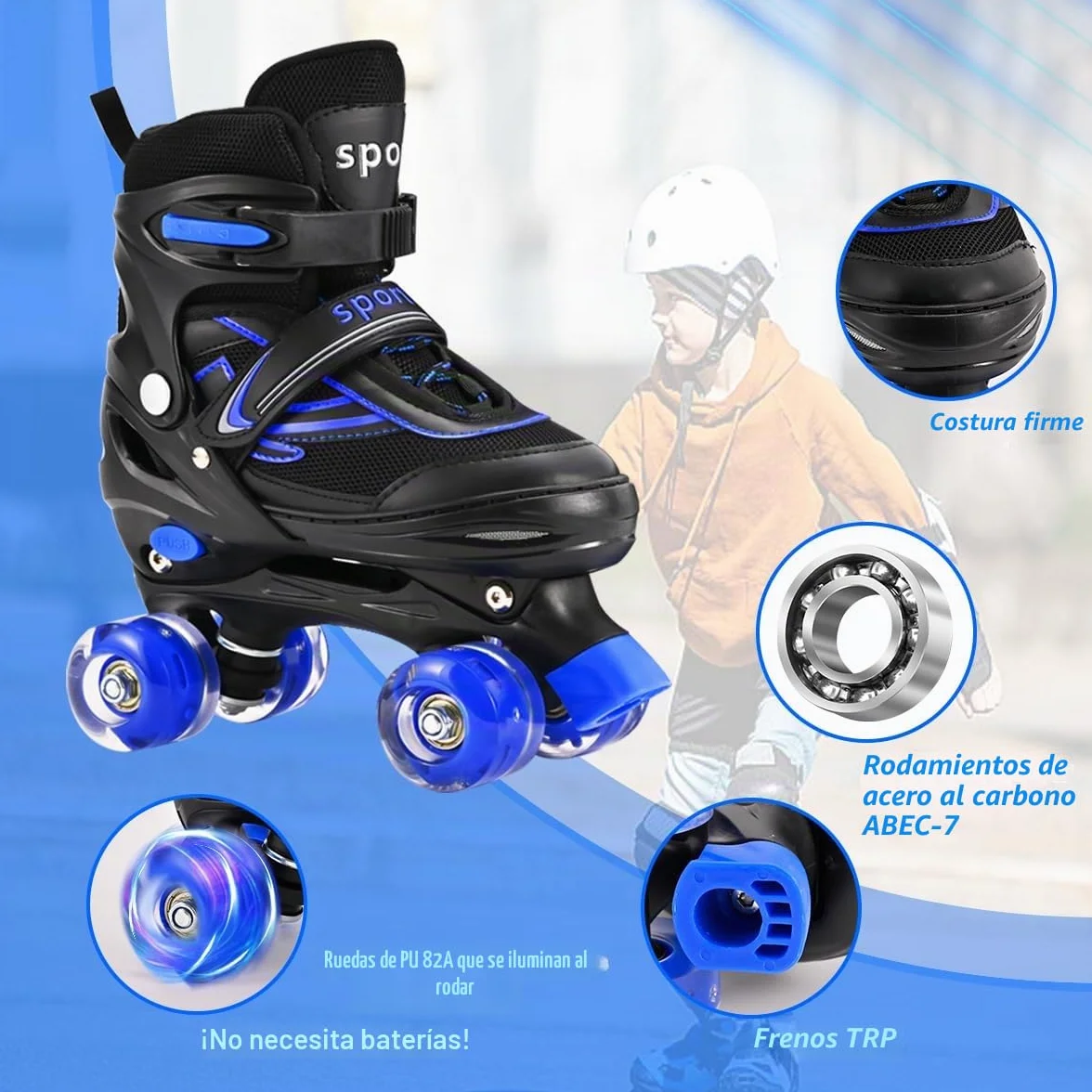 Patines ajustables para niños con ruedas iluminadas
