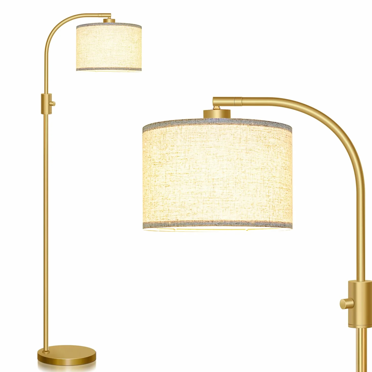 Nintiue Lámpara de pie regulable 1200 lúmenes LED 165cm arco con pantalla ajustable