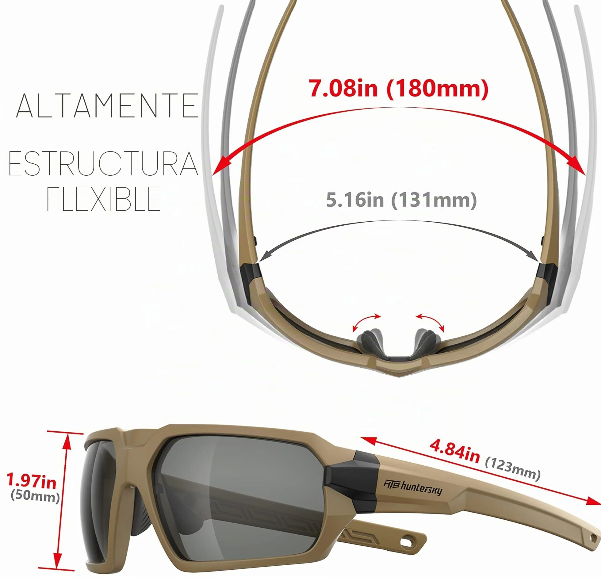 HTS HUNTERSKY Q37 Gafas de sol tácticas de caza polarizadas antivaho, de grado militar, protección contra impactos balísticos, para golf, motocicleta, equitación, correr, conducción, área de pistola