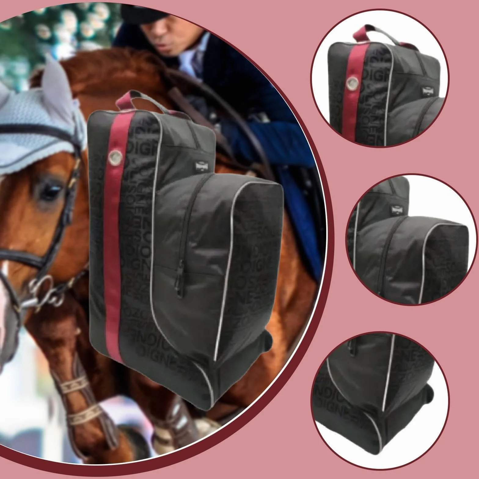 Fenteer Bolsa Alta para Botas, Bolsa Impermeable para Sombrero de Equitación, Almacenamiento para Accesorios de Equipo, Mochila Multifuncional Y Portátil