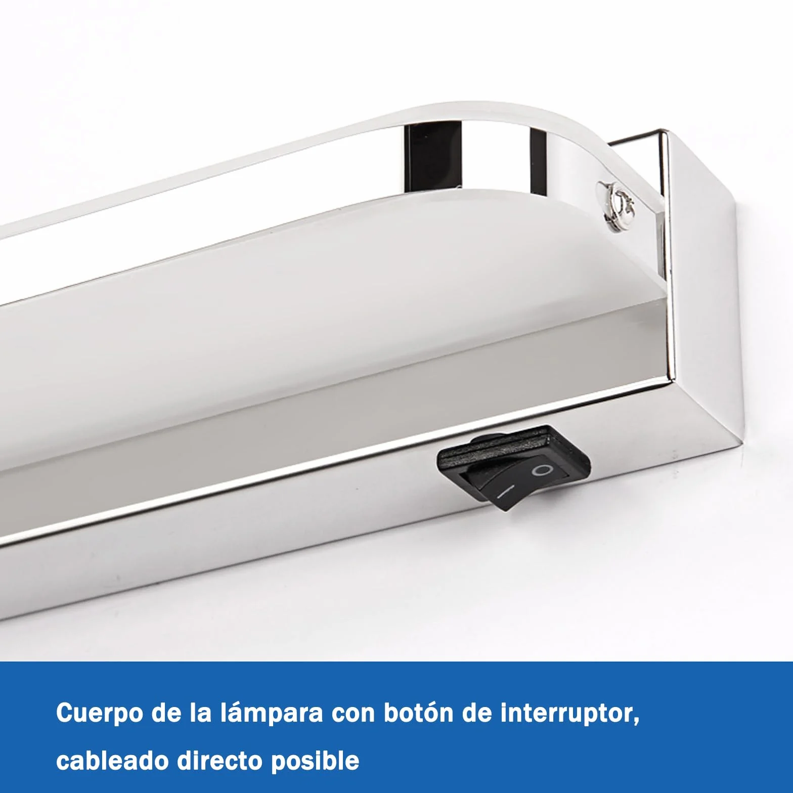 Lámpara de Pared LED IP44 42cm 9W Acero Inoxidable Espejo de Baño Blanco