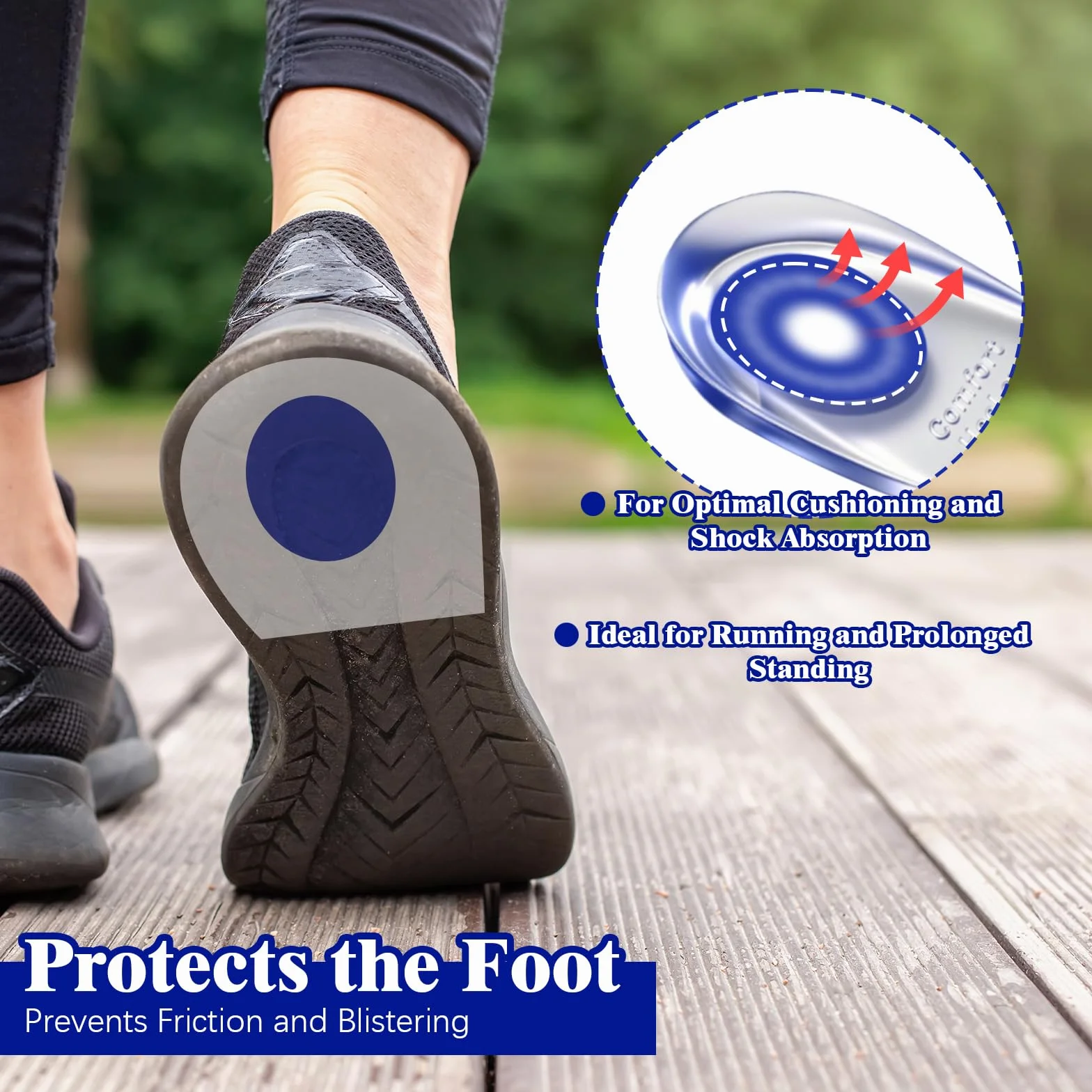 Taloneras Silicona Gel para Talones Fascitis Plantar 4 Pares Azul