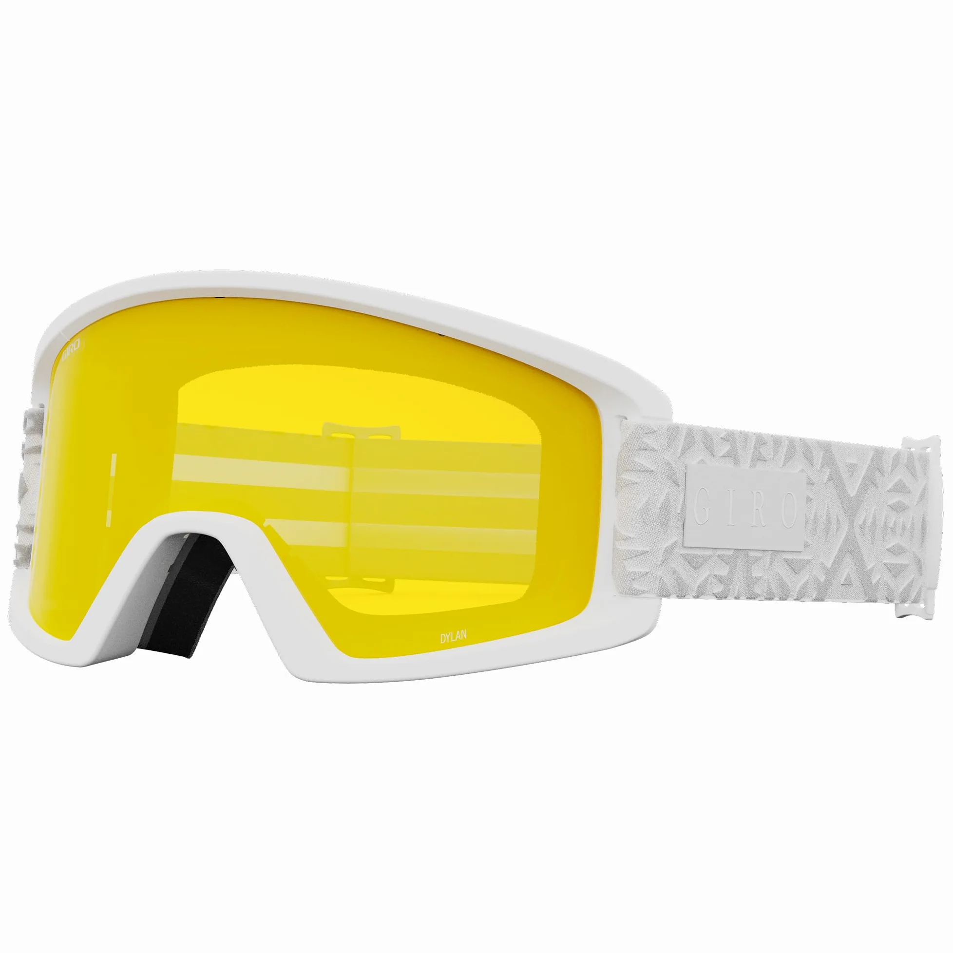 Giro Dylan Asian Fit - Gafas de snowboard para mujeres y jóvenes, correa blanca con lentes amarillos/rosa ámbar