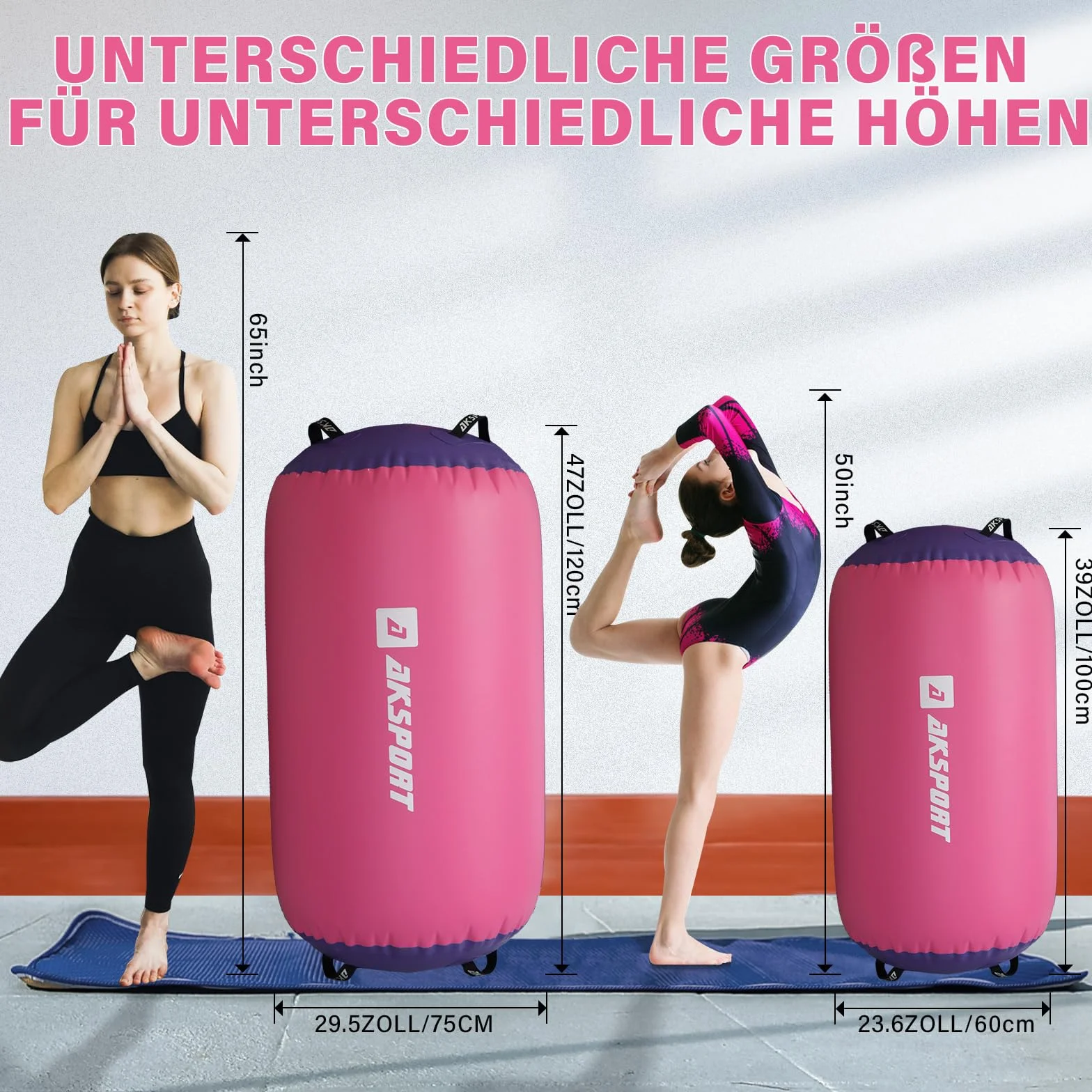AKSPORT Air Roller Yoga Roller Inflable Air Barrel Gymnastics con Bomba de Aire