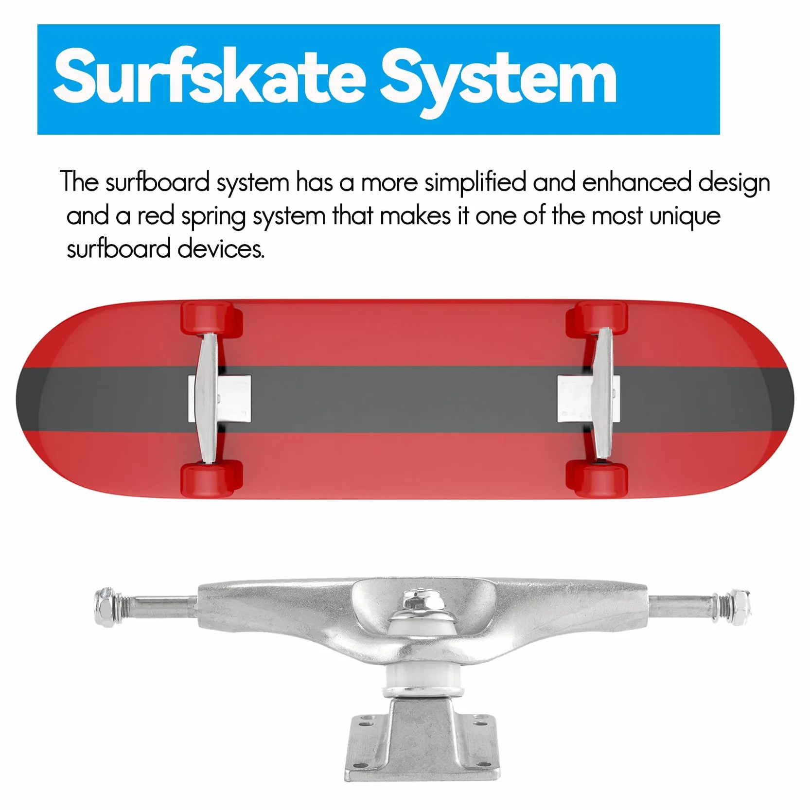 Land Surf Skateboard Eje para S6 Rojo BruCke Surfskate Skateboard Adapter,Plata Junta Set
