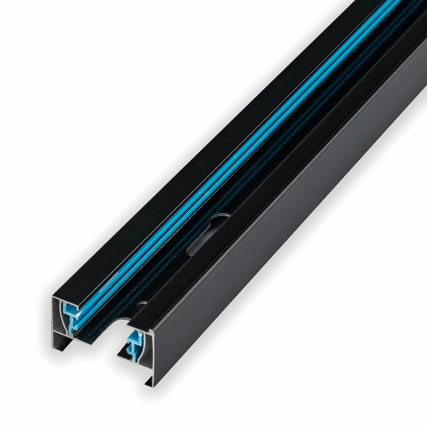 POPP® Carril monofasico 1 metro Accesorio LED superficie aluminio negro