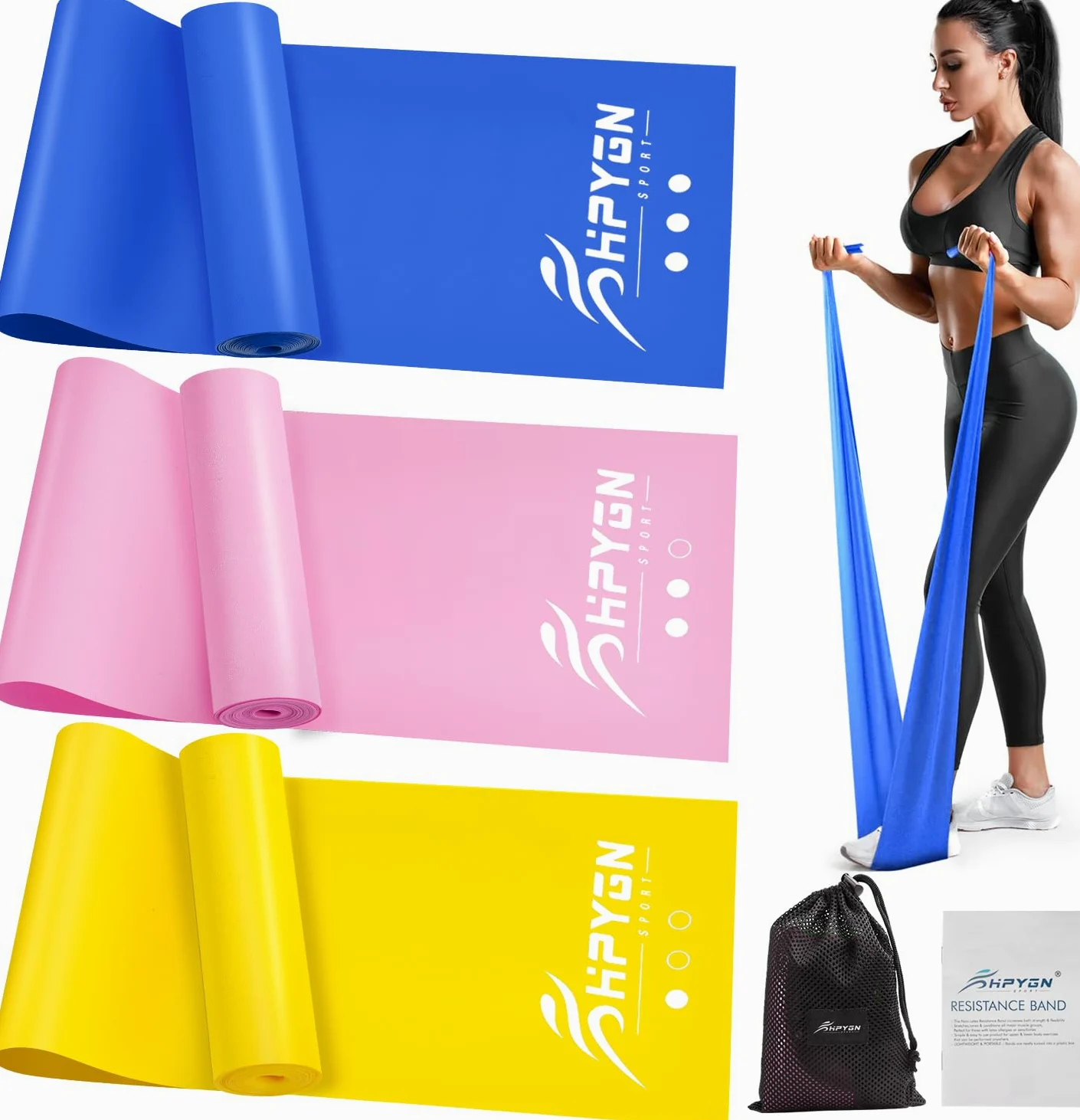 EYOBE - Bandas de Resistencia para Terapia física, Entrenamiento de Fuerza, Yoga, Pilates, estiramientos, sin látex, con Diferentes Fuerzas