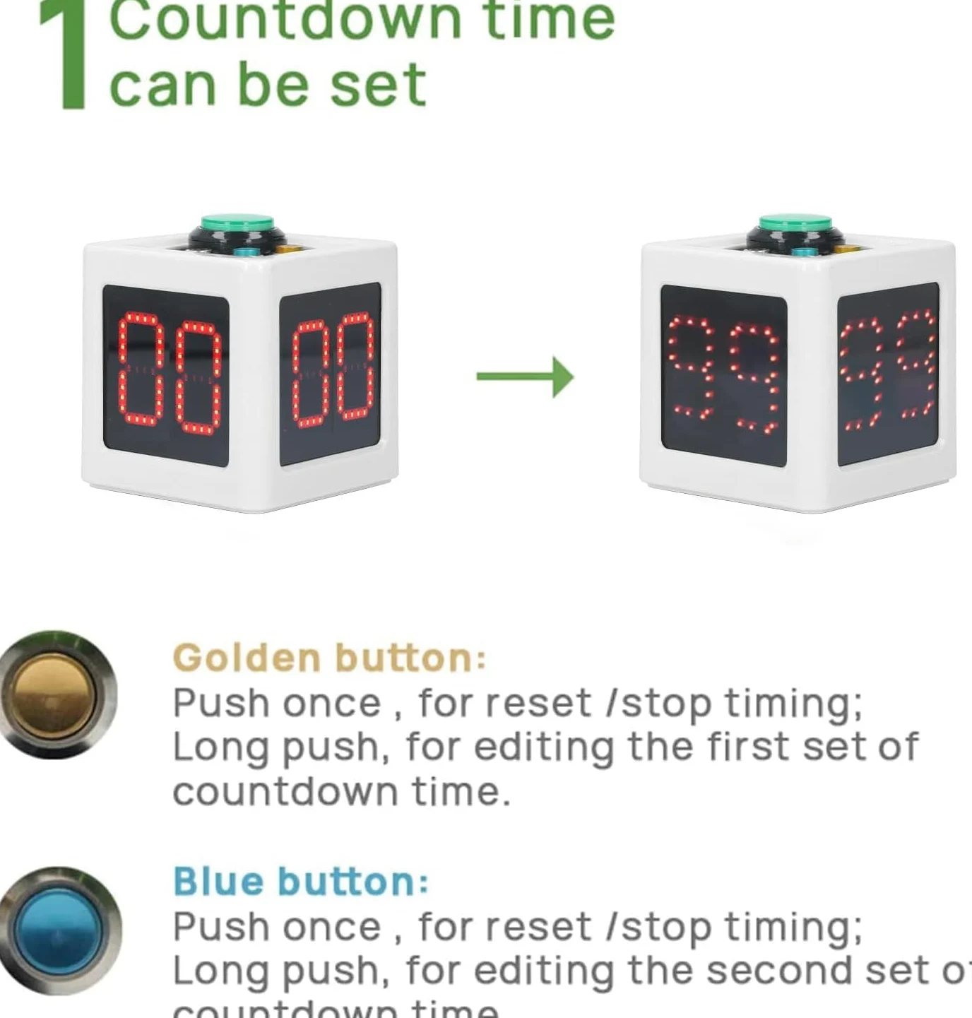 Temporizador Cúbico 4 Caras, Cronómetro Digital para Póquer, Ajedrez, Casino y Escuela, Pantalla HD 1,4 Pulgadas, 3 Botones Fáciles, Material ABS Resistente, Funciona con Pilas (3 AA No Incluidas)