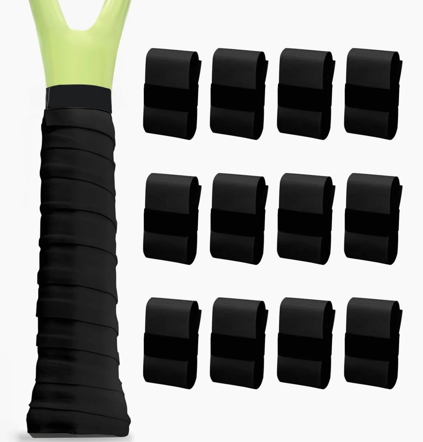 LK Sports - Cinta de agarre para raqueta de tenis, paquete de 12, absorbente y antideslizante, cinta de agarre suave precortada para pala de pickleball o bádminton