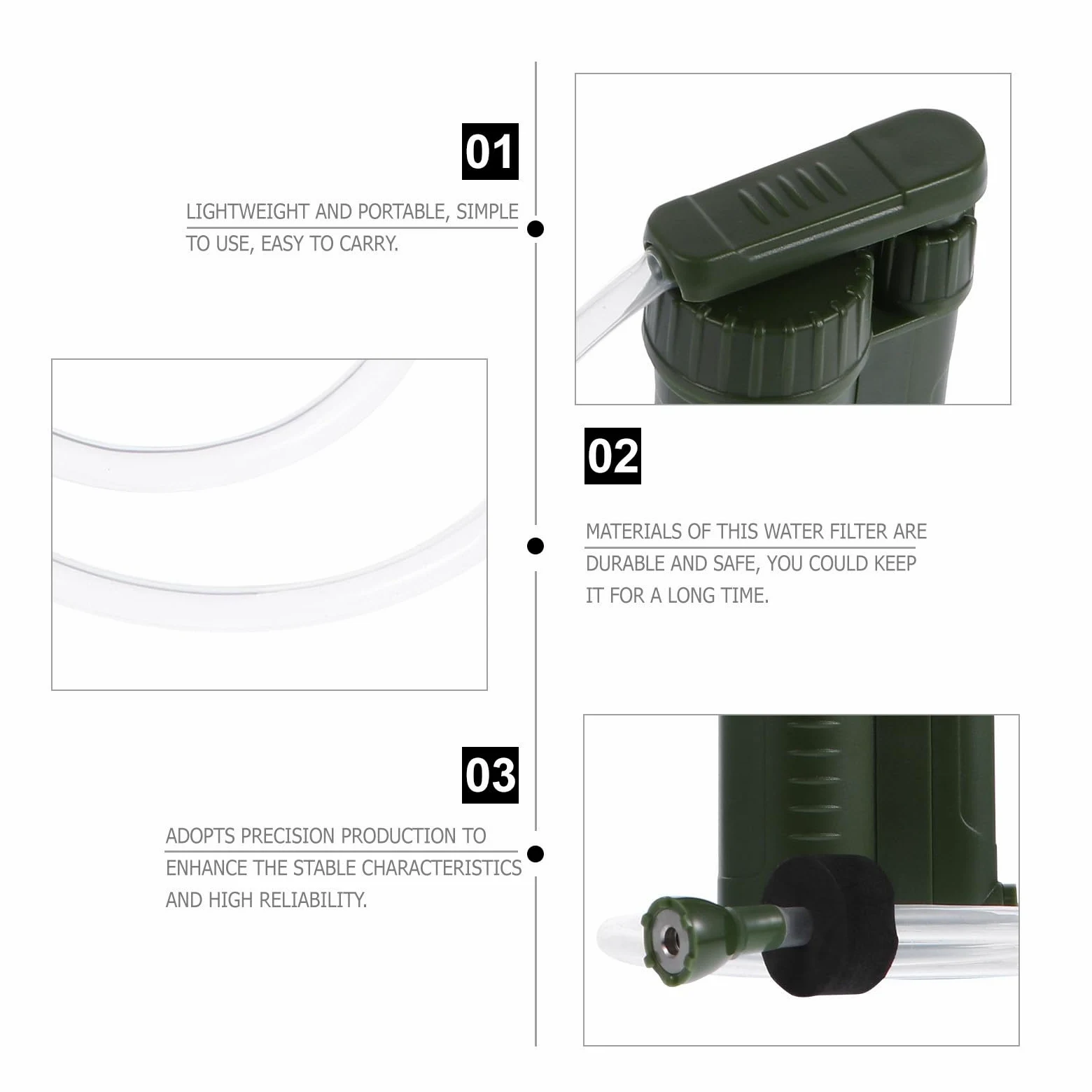 SECFOU Purificador de Agua Portátil Mini Filtro Abs Seguro y Sencillo para Camping y Emergencias al Aire Libre
