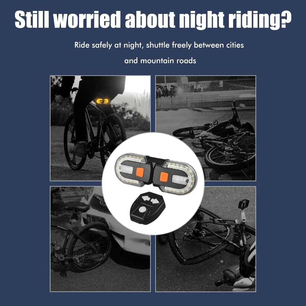 Juego de señales de para Bicicleta, Recargable por USB, Control Remoto inalámbrico, Luces traseras para Ciclismo Nocturno, luz de Advertencia de Seguridad
