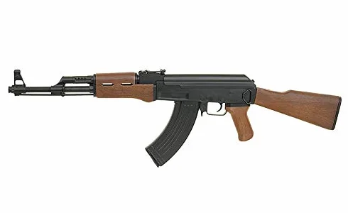 Fusil eléctrico de Airsoft AK47 CM.522 de Cyma, Negro y Madera, Gearbox metálico, Batería incluida, Cargador 500 Bolas 6 mm Incluido. Disparo Semi y automático. Potencia 1 Julio