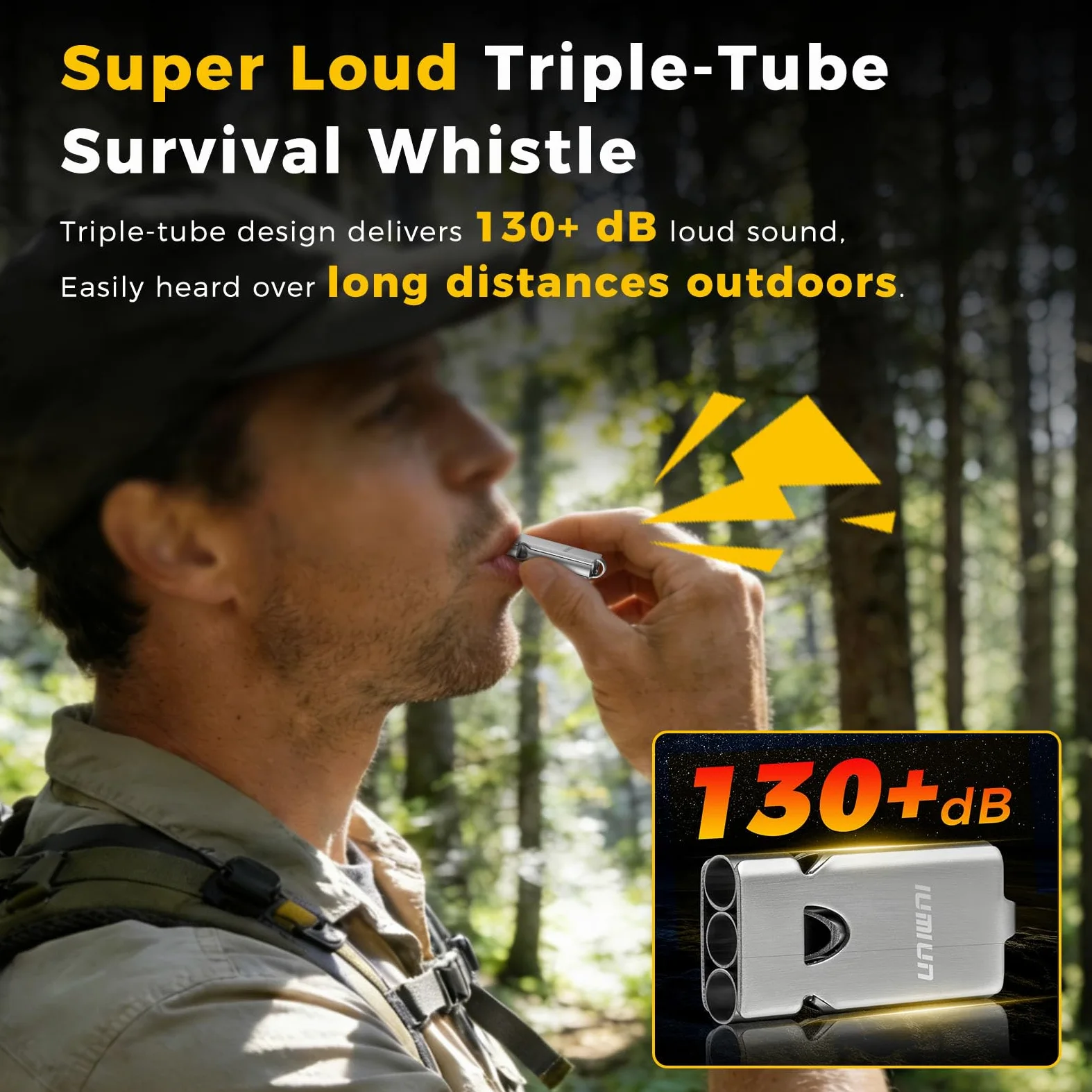 Silbato de supervivencia de emergencia, silbato de seguridad para acampar al aire libre, senderismo, silbato fuerte de hasta 120 ~ 130 dB