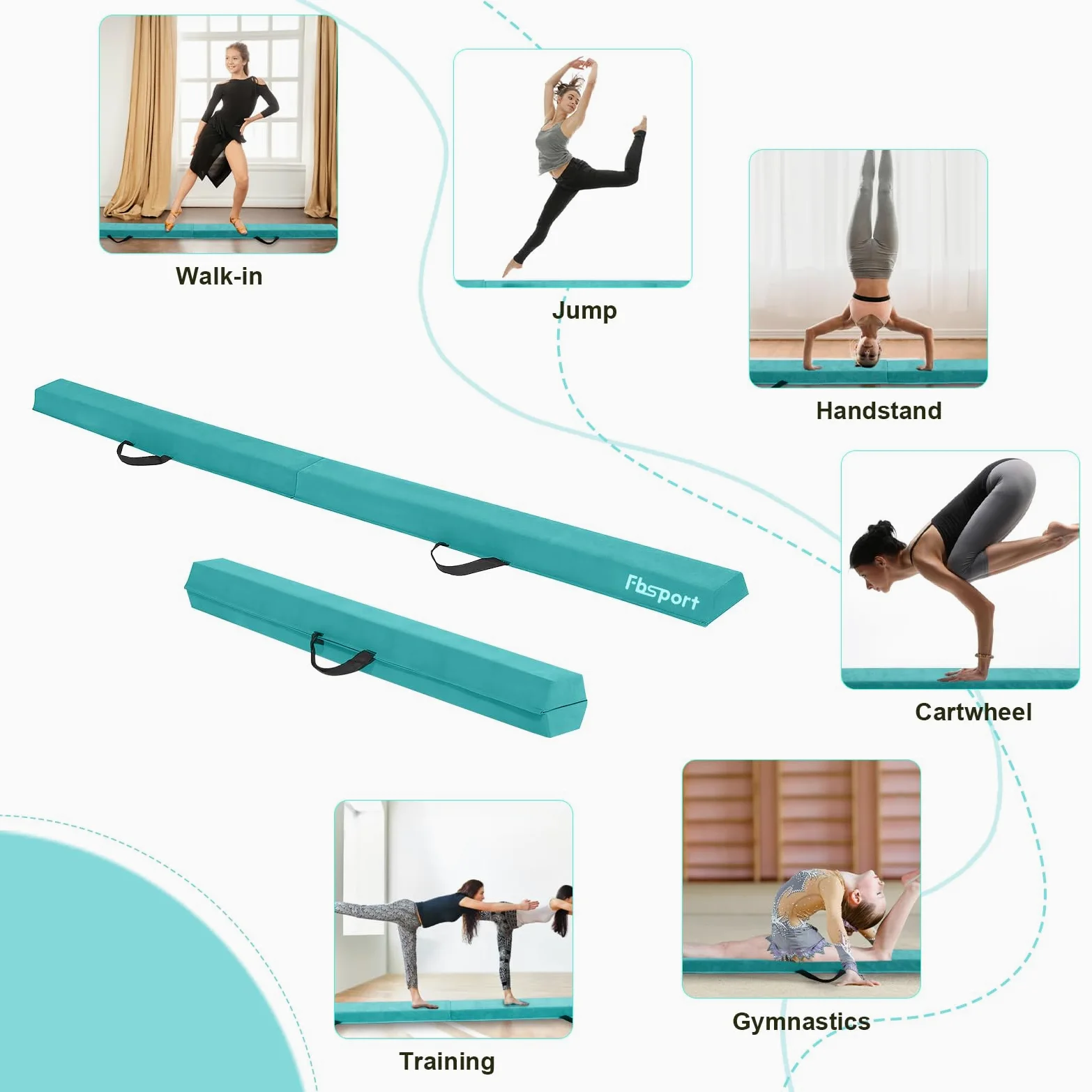 FBSPORT 270CM Viga de Equilibrio Plegable, Viga de Equilibrio de Gimnasia, Viga de Equilibrio de Capa Flocada, Equipo de Equilibrio para Niños, Fitness/Entrenamiento/Gimnasia/Ejercicio