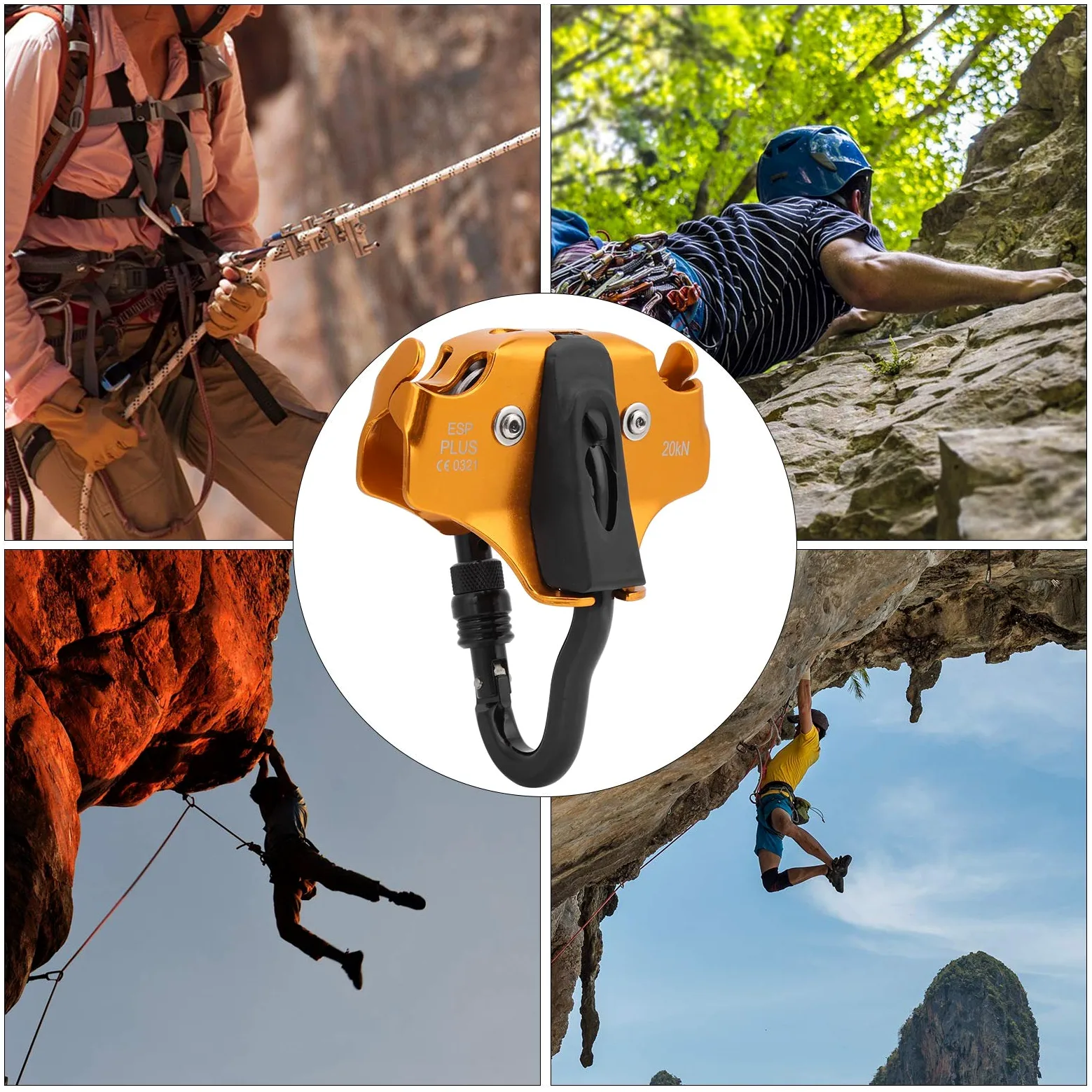 HERCHR Polea De Escalada, Sistema De Polea Doble Polea De Escalada 20KN Herramienta De Transporte De Rodamiento De Carga Antideslizante Fuerte para Aparejos Escalada En Roca Montañismo