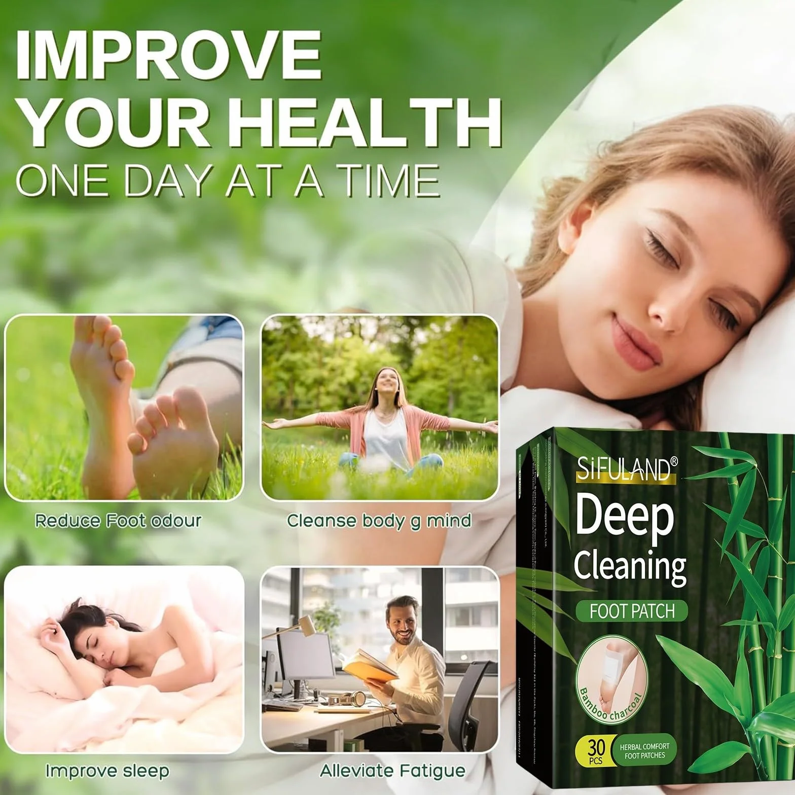Parches Detox para Pies, Naturales Bambu Ajenjo, Eliminar Toxinas, Alivio Dolor y Estrés, Mejorar el Sueño, 30 Piezas