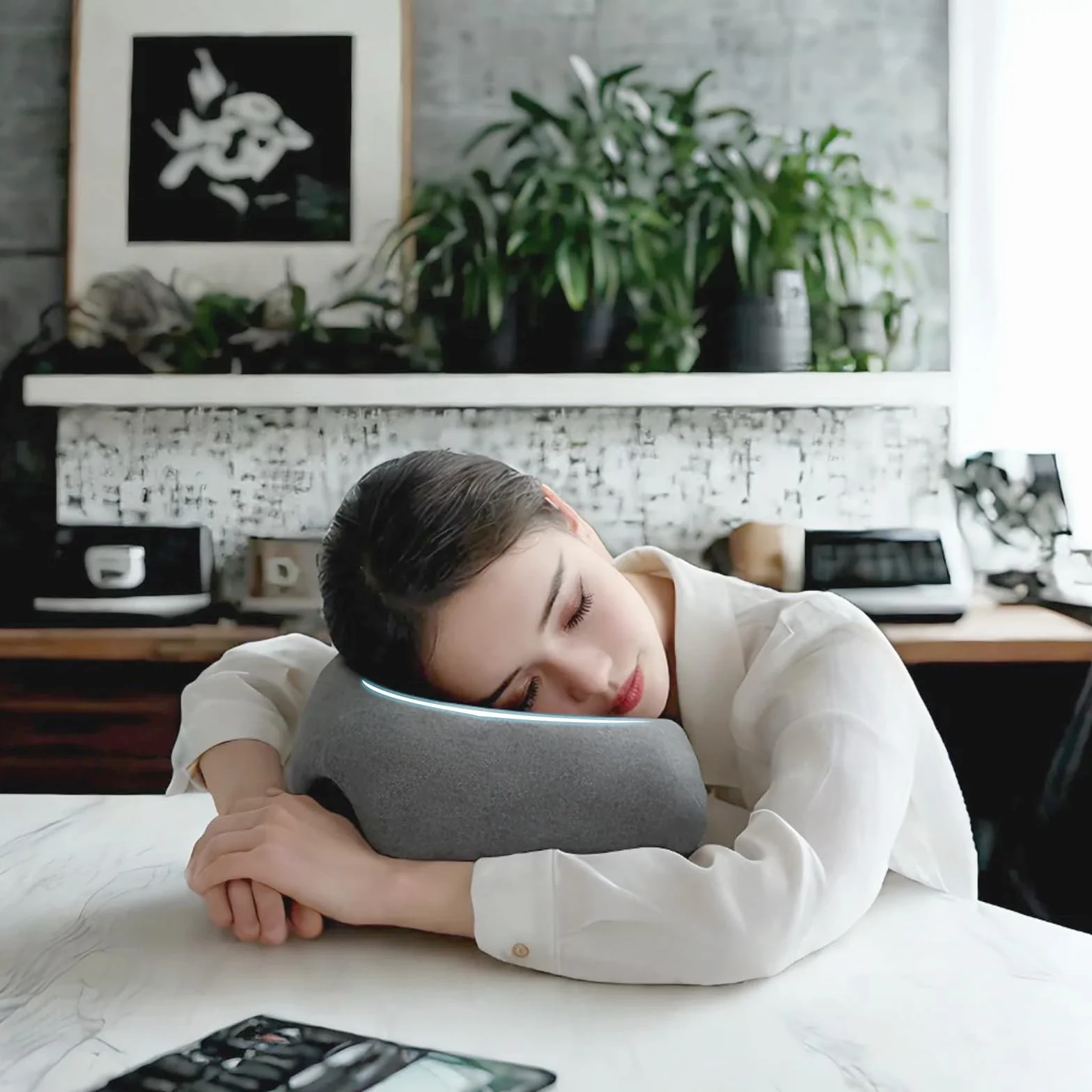 Cojín de masaje viscoelástico ergonómico con agujero para cabeza y funda extraíble