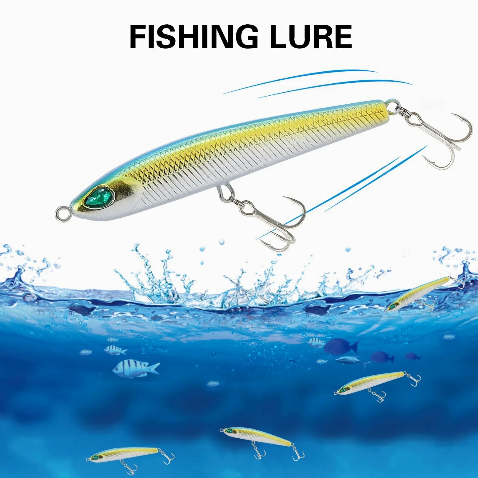 Señuelos de Pesca Blandos, 10 Uds Señuelos de Pesca 8cm 9g señuelo de lápiz biónico Que se Hunde Cebo Duro Artificial Agua Dulce señuelo de Pesca de Agua Salada Wobbler Simple y práctico