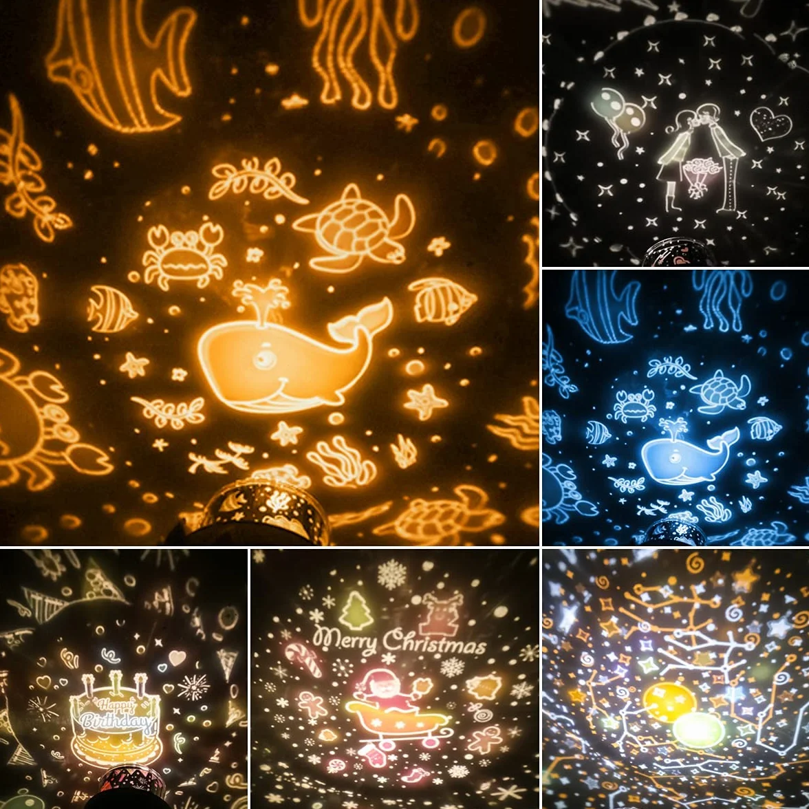 URAQT Lámpara Infantil Proyector de Luz Nocturna Juguete Estrella Giratorio con Mando a Distancia y 8 Música