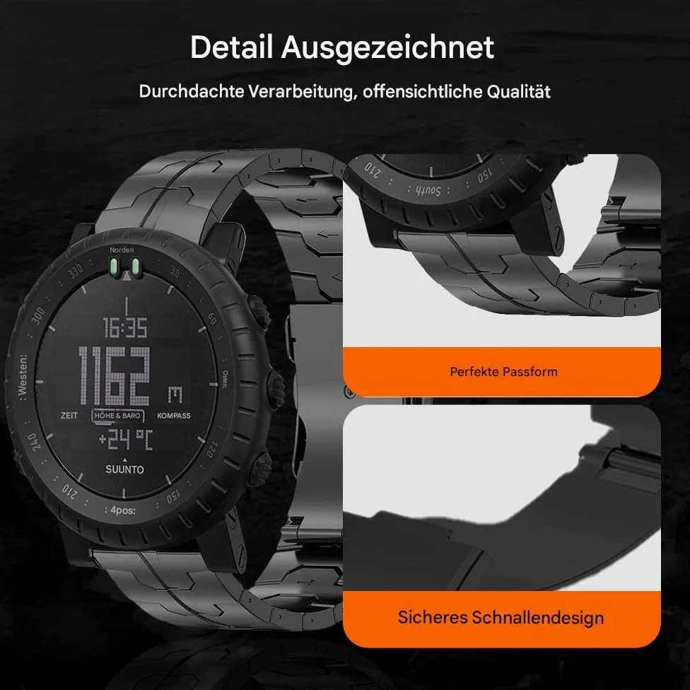 Correa de titanio compatible con Suunto Core, pulseras de repuesto de metal de titanio con hebilla segura compatible con Suunto Core Smart Watch para hombre, ligera