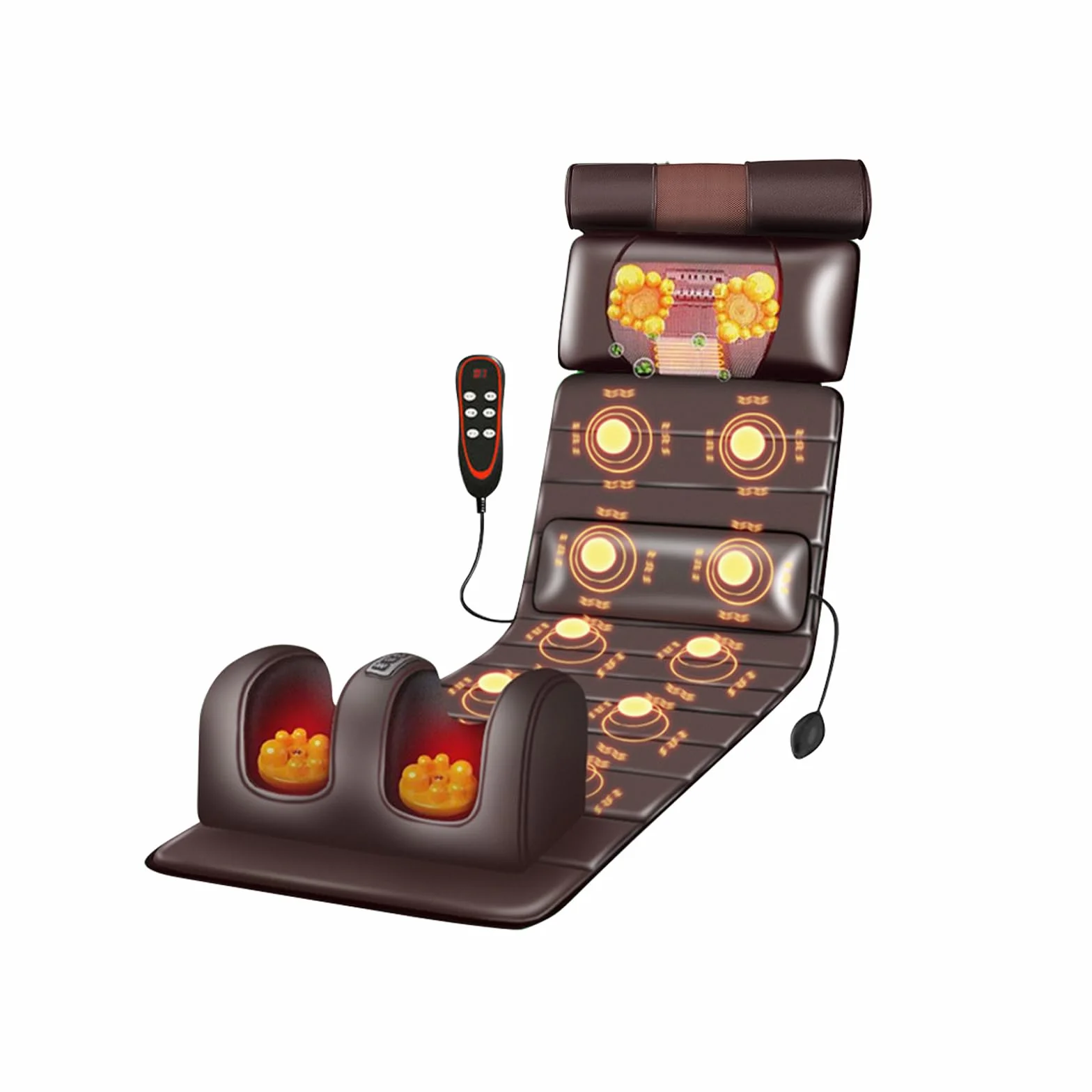 Alfombrilla de masaje con calor, esterilla de acupresión para todo el cuerpo, airbag lumbar ajustable