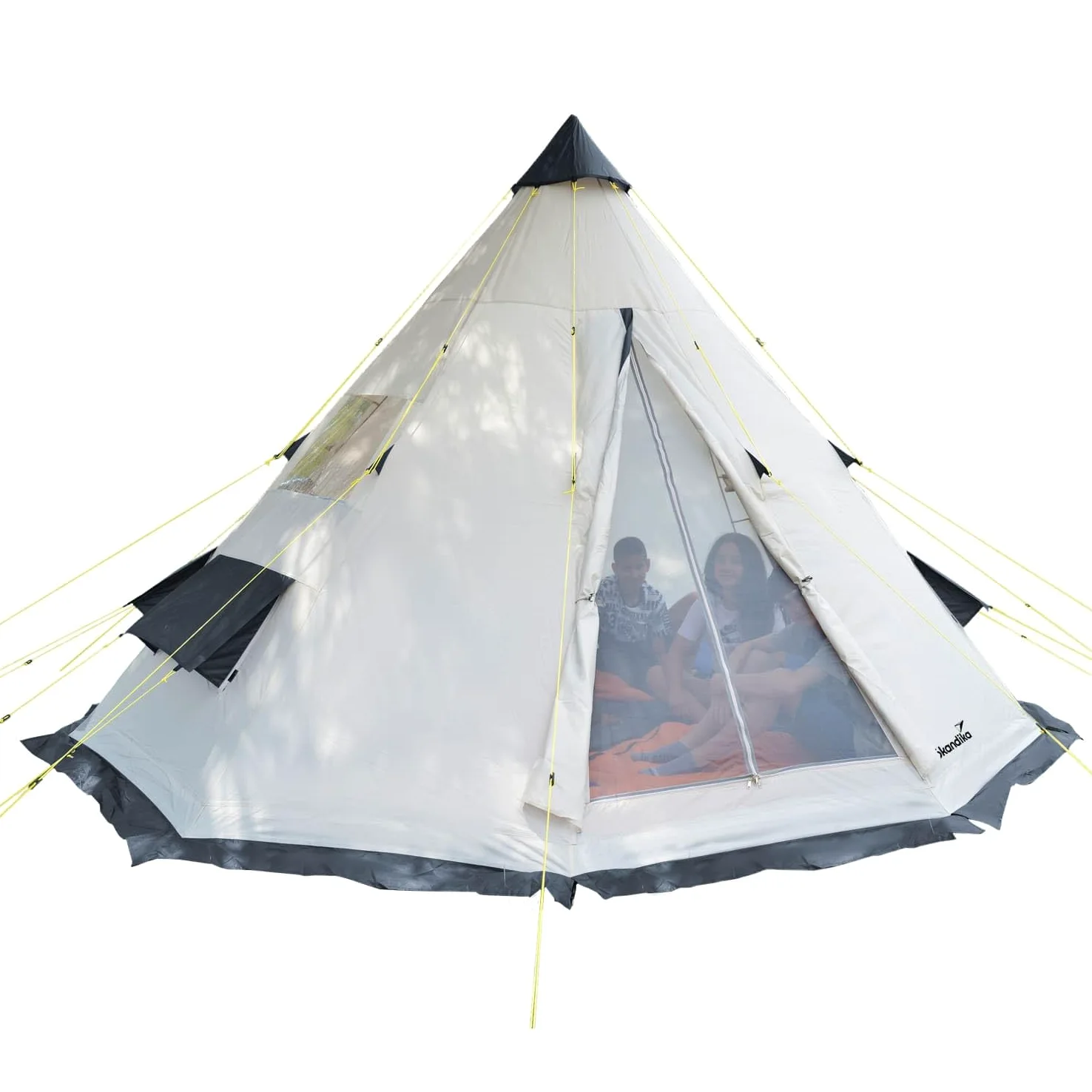 Skandika Tipi 10 Protect Tienda de campaña Tipo Tipi para 10 Personas | Impermeable, Suelo de Tienda Cosido, mosquitera, más de 2,5 m de Altura, 3000 mm de Columna de Agua