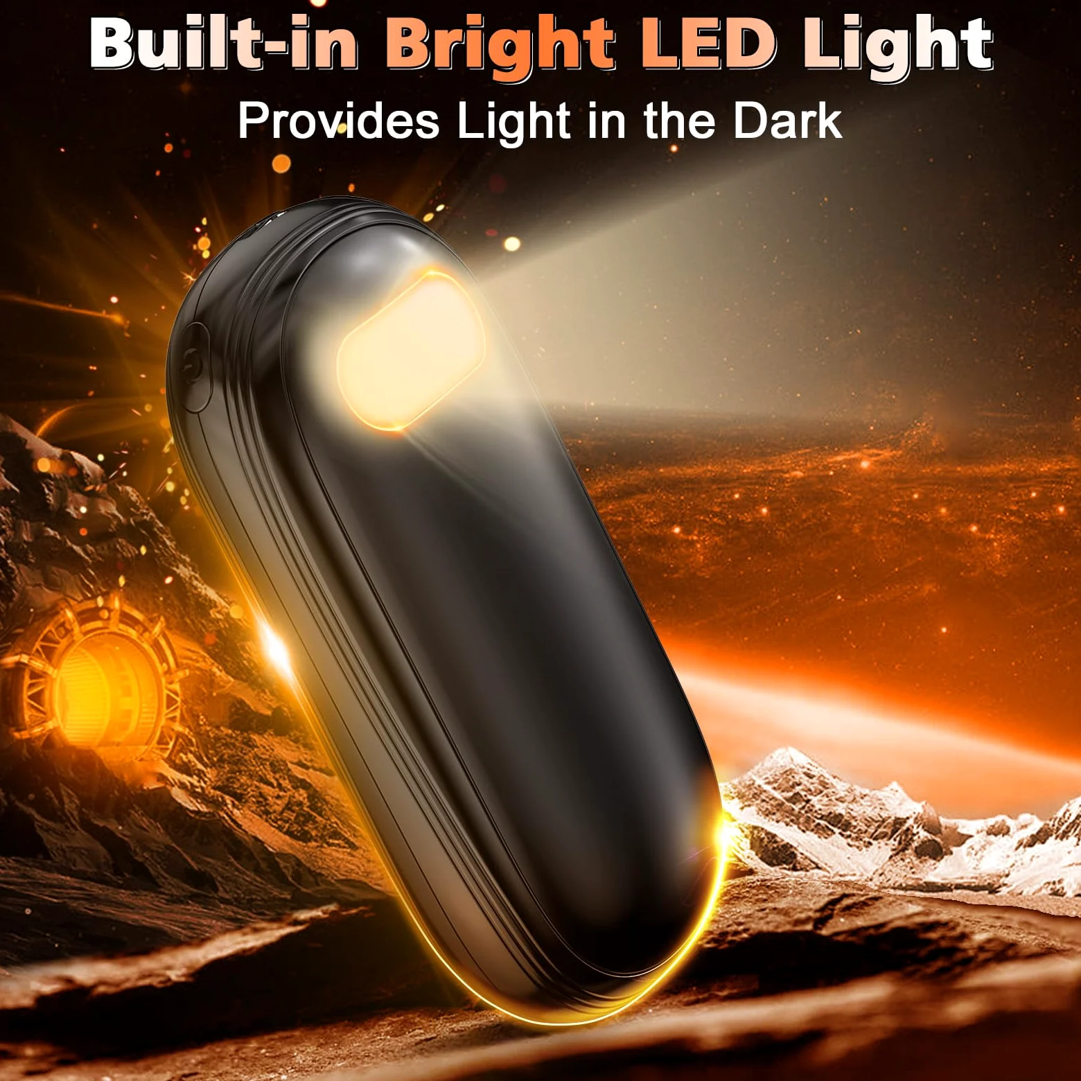 Calentadores de manos recargables, paquete de 2 calentadores de manos eléctricos con calefacción de doble cara para 15 horas de calor, pantalla LED y linterna, artículos esenciales de caza, regalos de