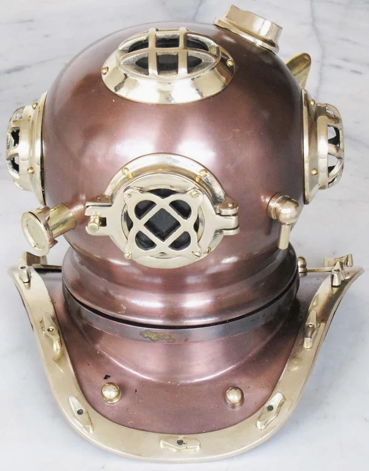 Coleccionable diseño de fecha con latón y acero acabado Buceador casco de buceo de sobremesa negro