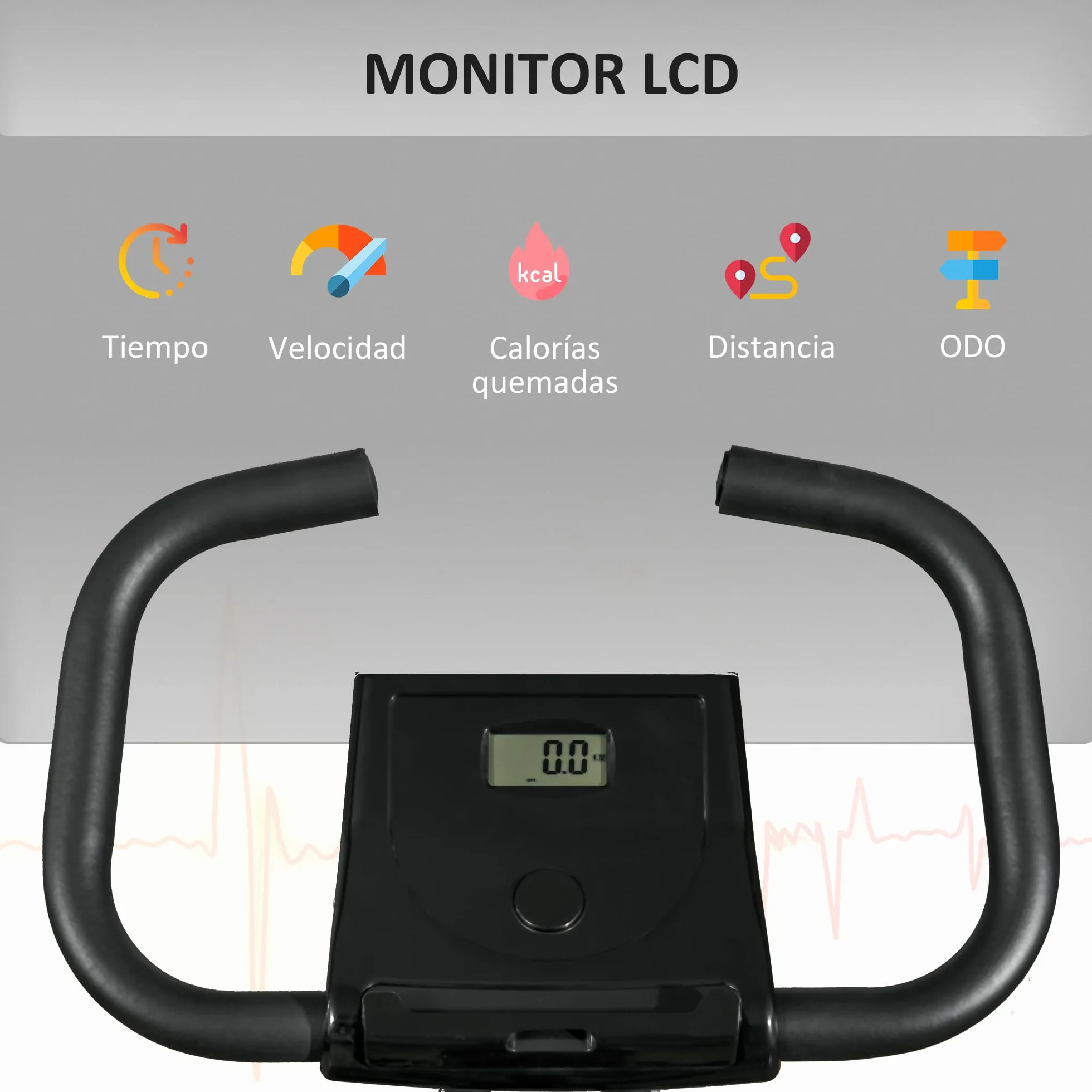 HOMCOM Bicicleta Estática Plegable con 8 Niveles de Resistencia Magnética Bicicleta de Ejercicio Fitness con Pantalla LCD y Asiento Regulable para Casa Oficina 43x85x109 cm Negro