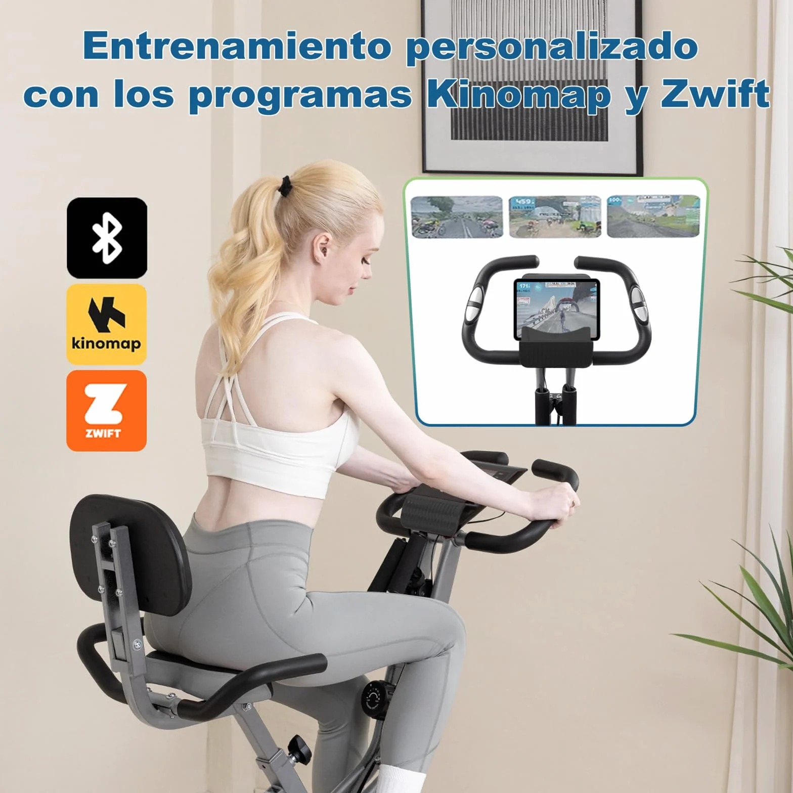 Bicicleta estática de 10 niveles de resistencia magnética ajustable, plegable y silenciosa, con banda de resistencia de brazos, pantalla LCD, utilizada para bicicleta de entrenamiento aeróbico en casa, capacidad de peso estacionaria de 250 libras