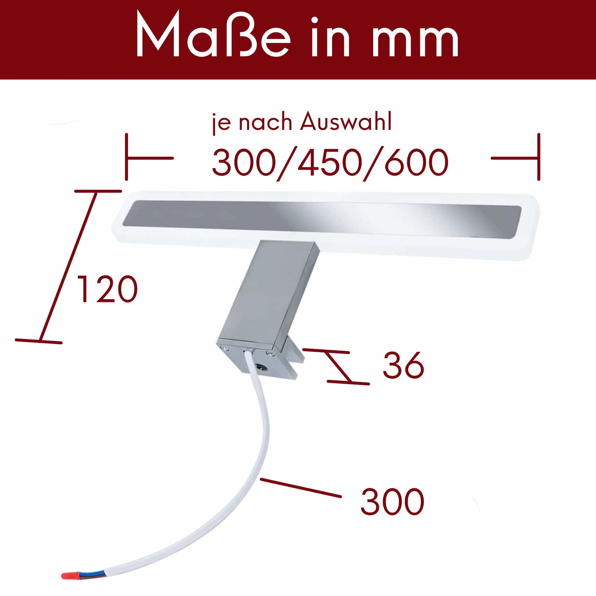Kalb Lámpara de baño LED 230V 300mm blanco neutro