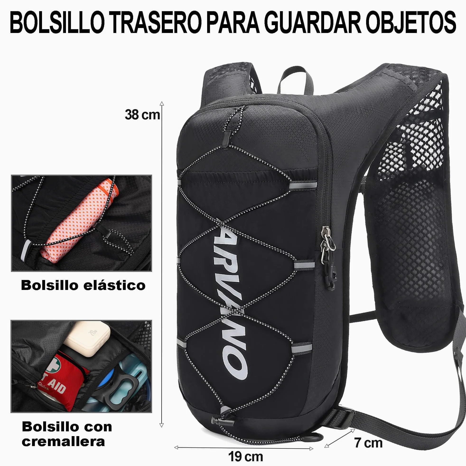 Chaleco de Hidratación para Trail Running Mochila Correr con Bolsa de Agua de 1.5L, Ligera y Transpirable 5L Mochila de hidratación para Maratón Ciclismo