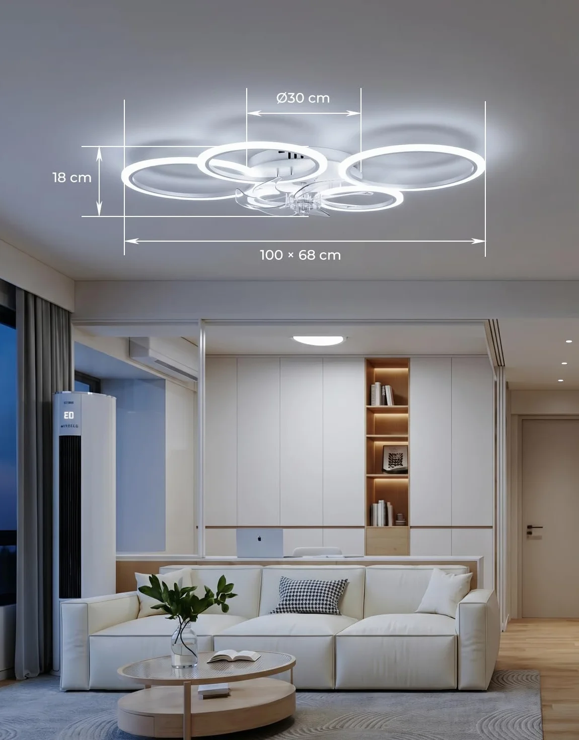Lampara Ventilador Techo LED Compatible con Alexa, Google Assistant, Motor DC, 6 Velocidades, Silencioso
