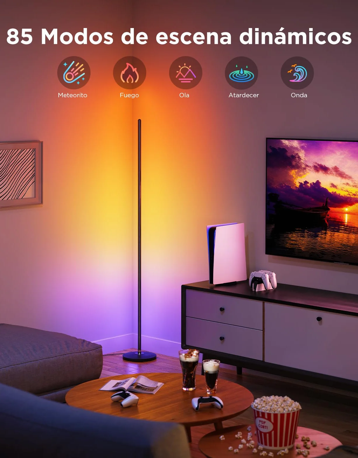 Govee Lámpara de Pie RGBIC LED 16 Millones de Colores 61 Modos de Escena Sincronización Musical Alexa Google Assistant Matter