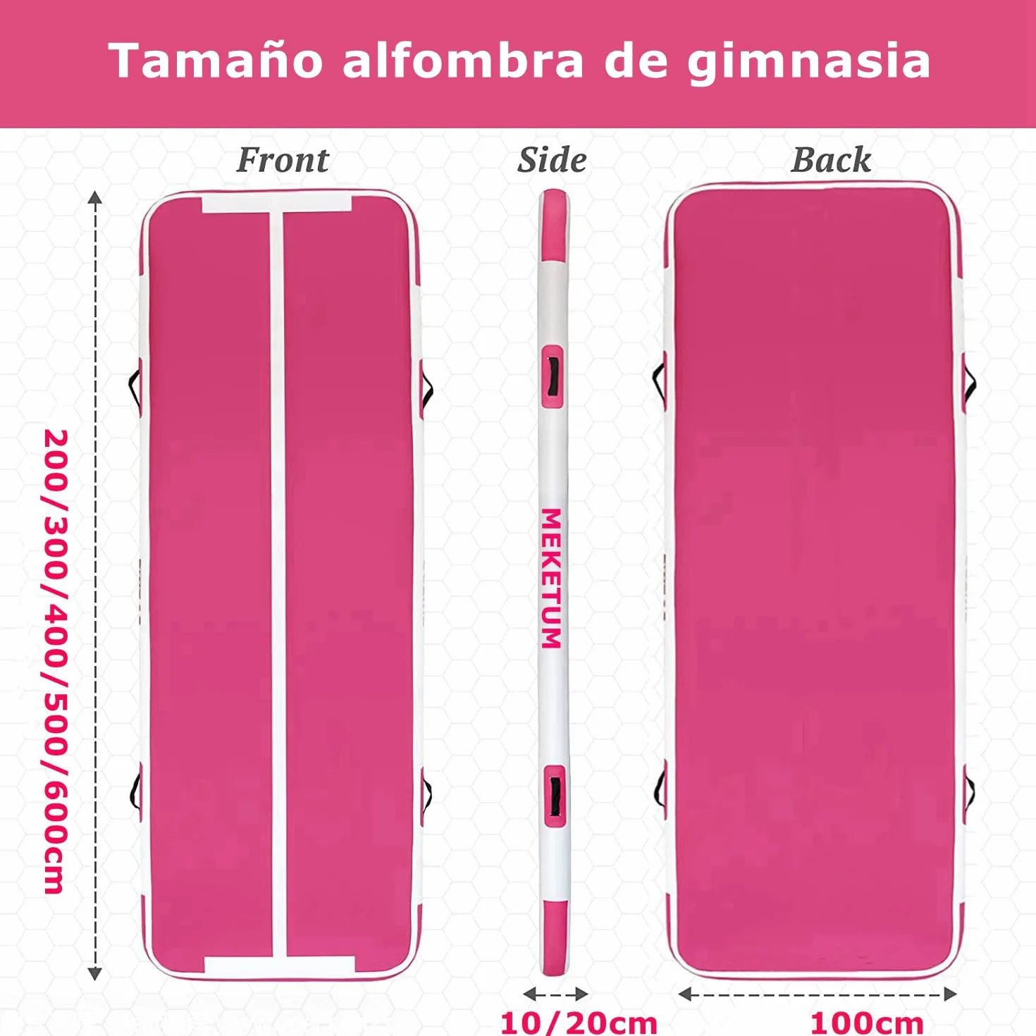 Colchoneta Hinchable Gimnasia Rítmica 2-6m 10/20cm Gruesa con Bomba Fitness Yoga
