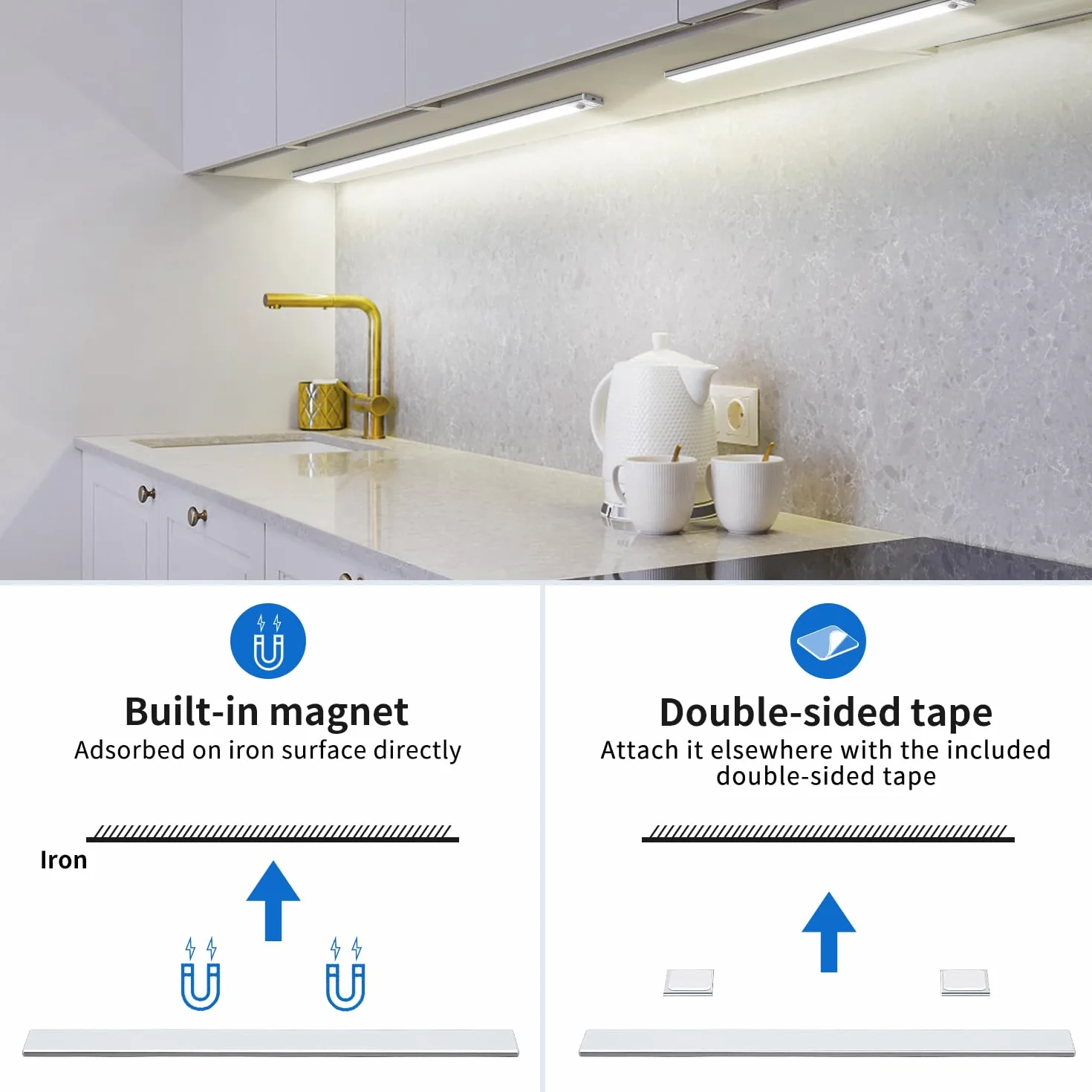 OUILA Luz de Armario con Sensor Movimiento 6500K Recargable 41CM Regulable Lampara LED Adhesiva